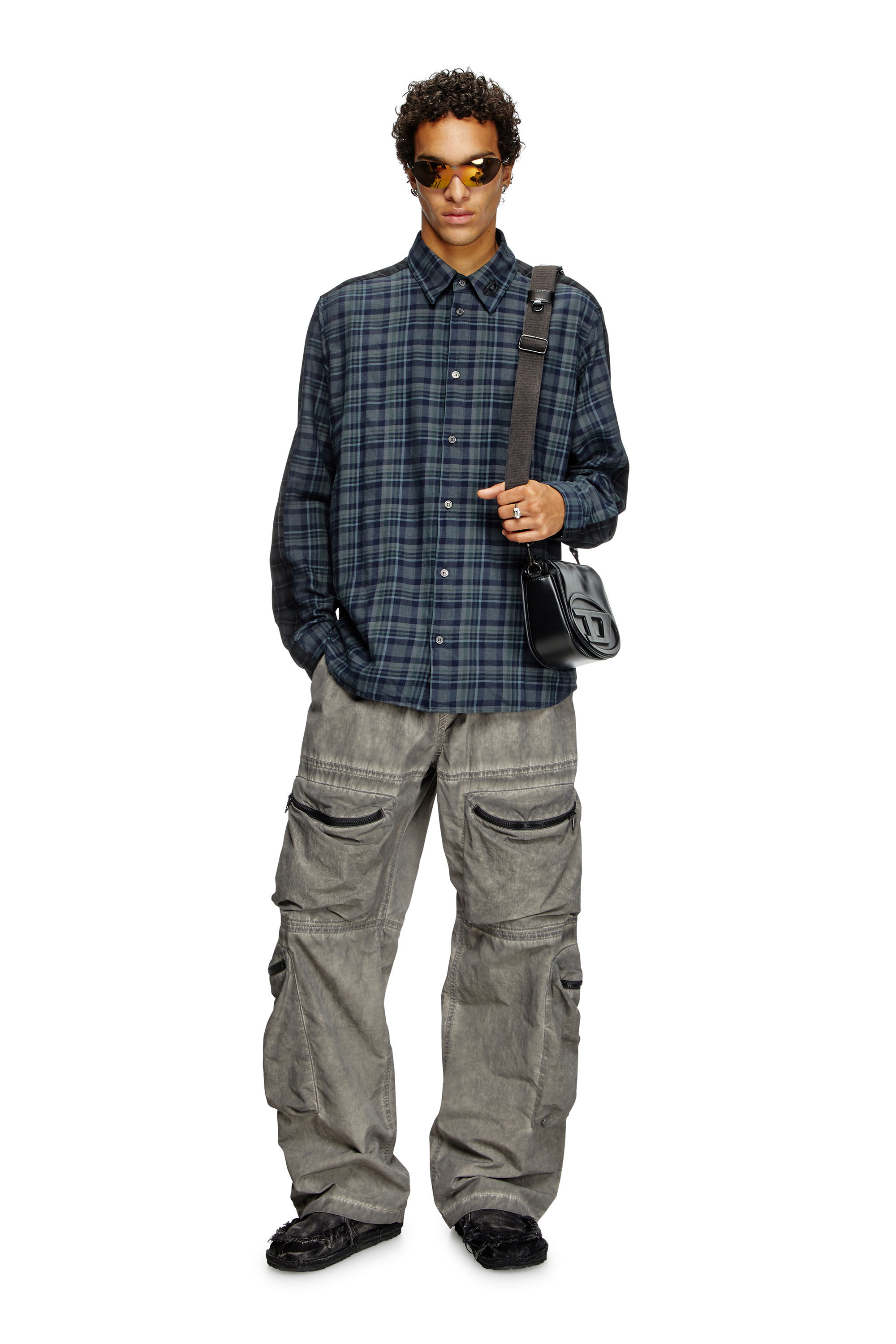 Men's Spliced check flannel shirt | Multicolor | Diesel