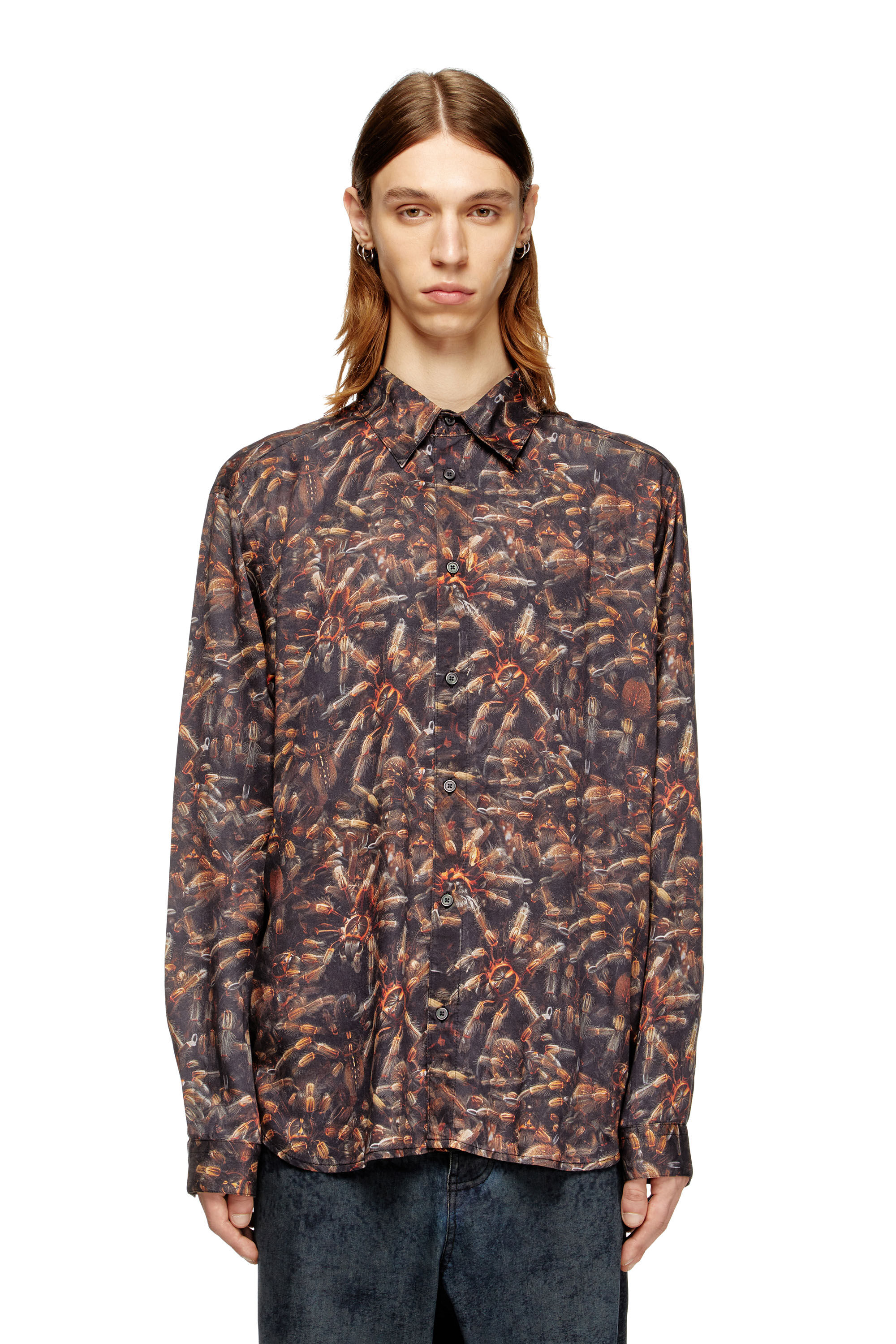 Diesel - S-SIMPLY-SPIDER-PJBK, Camisa de lyocell con estampado integral Hombre in ToBeDefined - 3