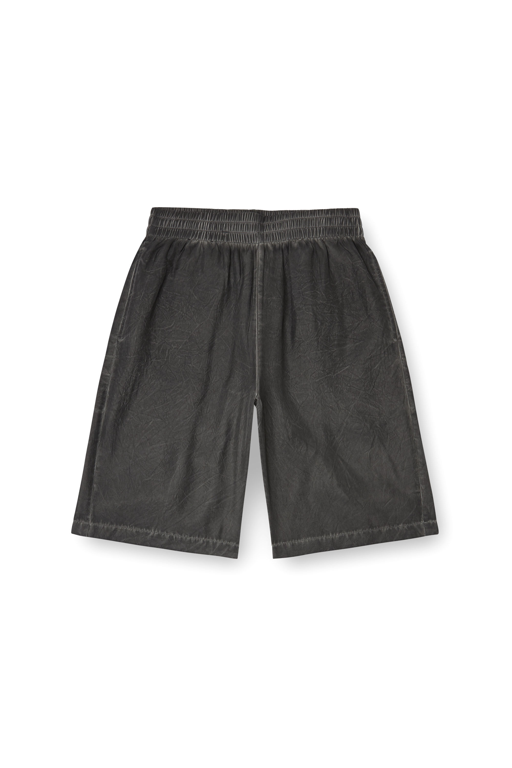 Diesel - P-LEON-SHORT, Pantalones cortos ligeros con desvanecimiento arrugado Unisex in Negro - 2