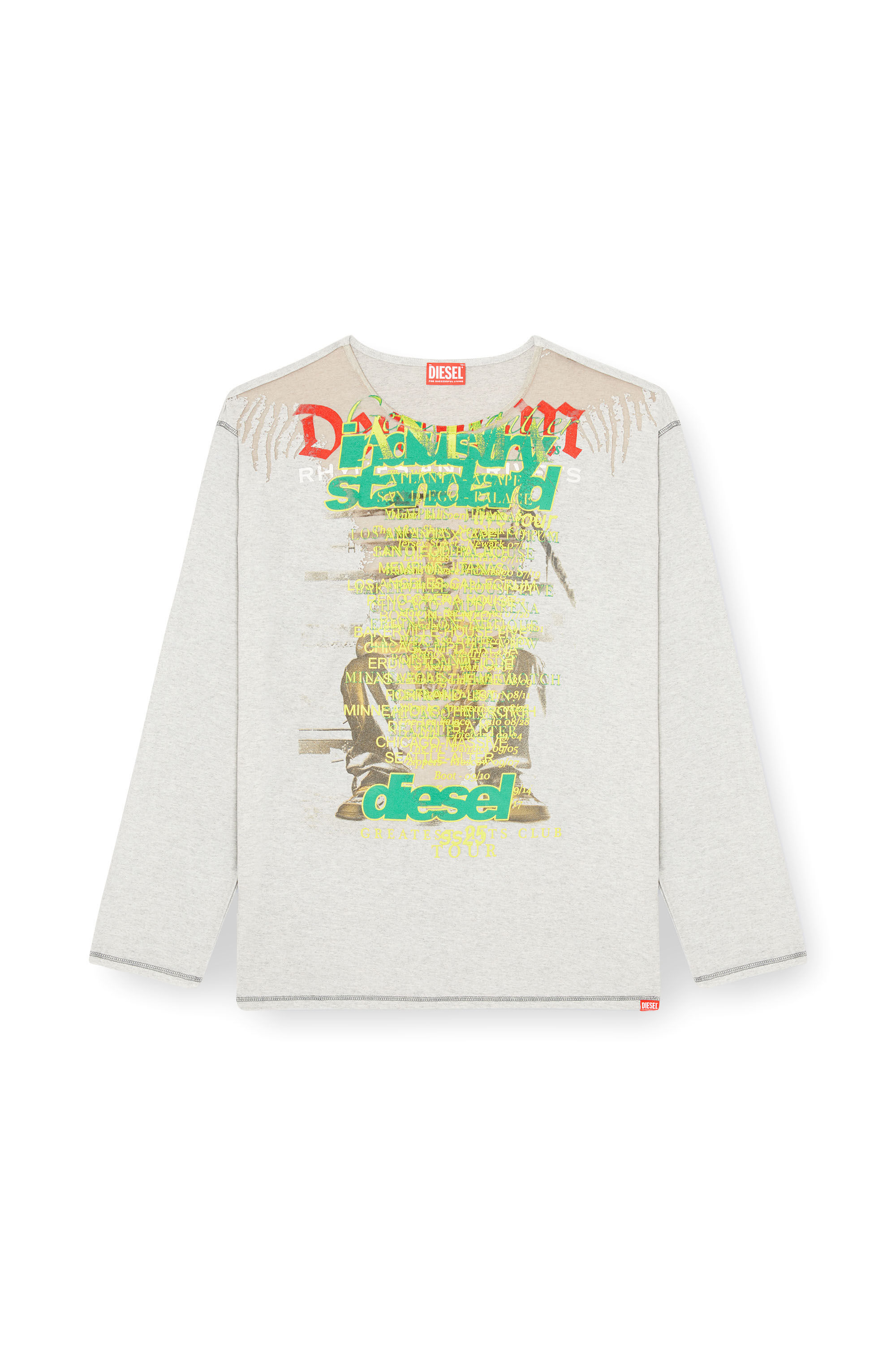 DIESEL t-jerry-b クラブ レイブカルチャー ライトウェイト Women's Long-sleeve T-shirt with lyrics print | Grey | Diesel