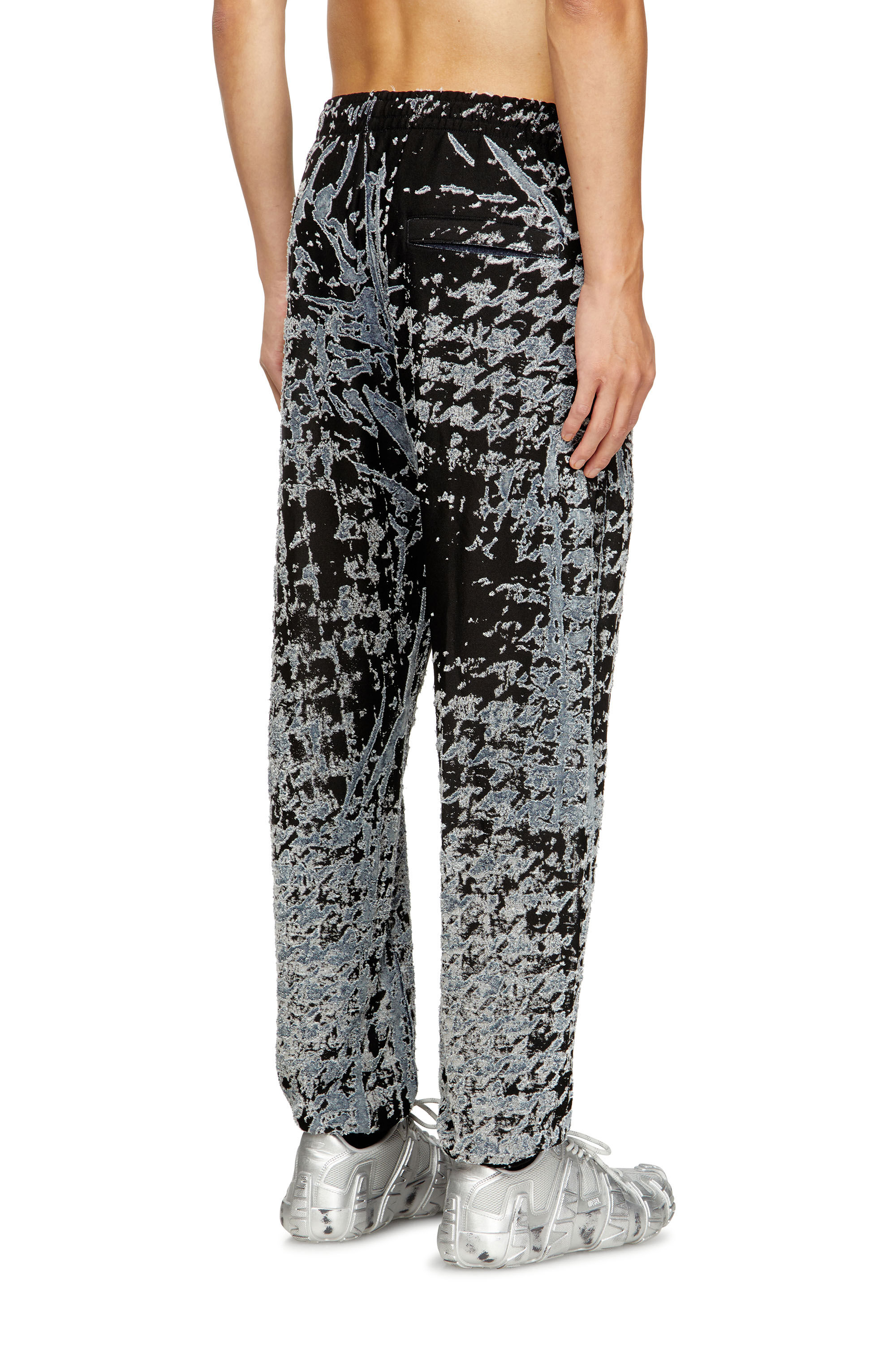 Diesel - P-LABIS, Man's Elasticated pants in devoré houndstooth in Black/White - 5