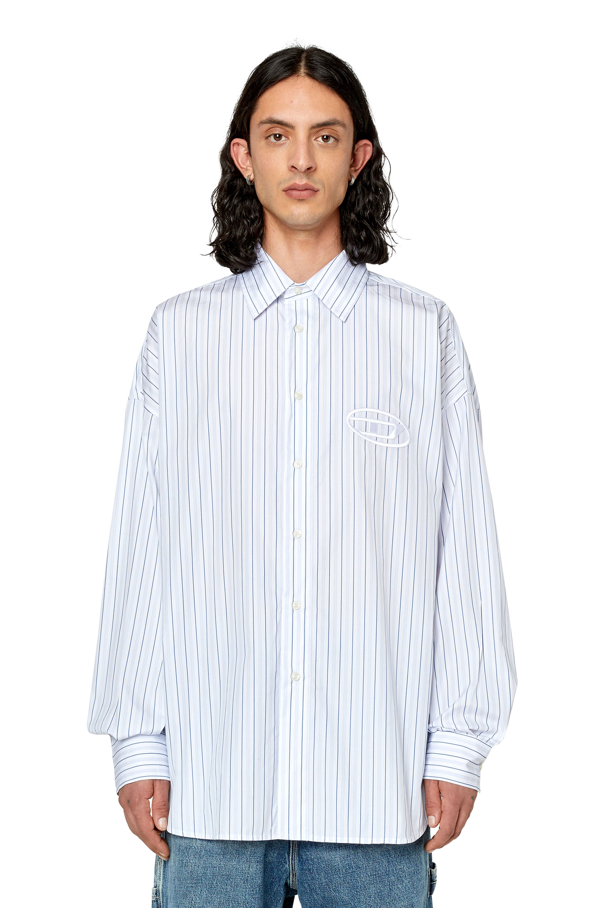 S-DOUBLY-STRIPE Man: Fine cotton shirt with striped pattern | Diesel