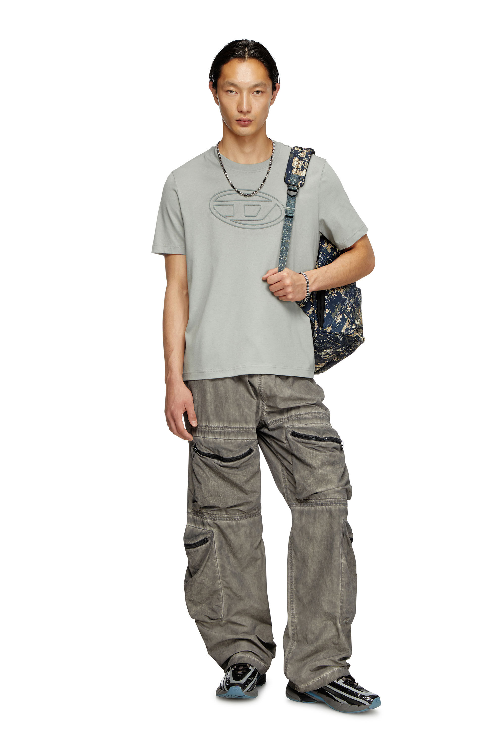Men's T-shirt with embossed Oval D | Grey | Diesel Men's T-shirt with embossed Oval D | Grey | Diesel