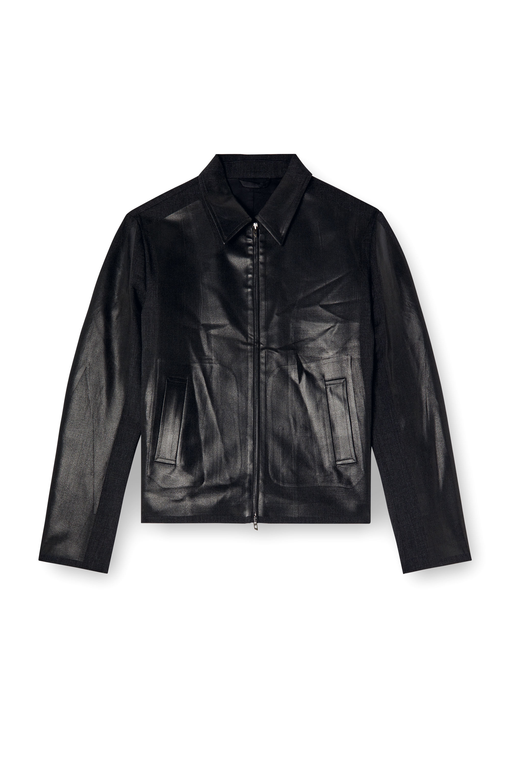 Men's Coach jacket in coated Cool Wool | Black | Diesel