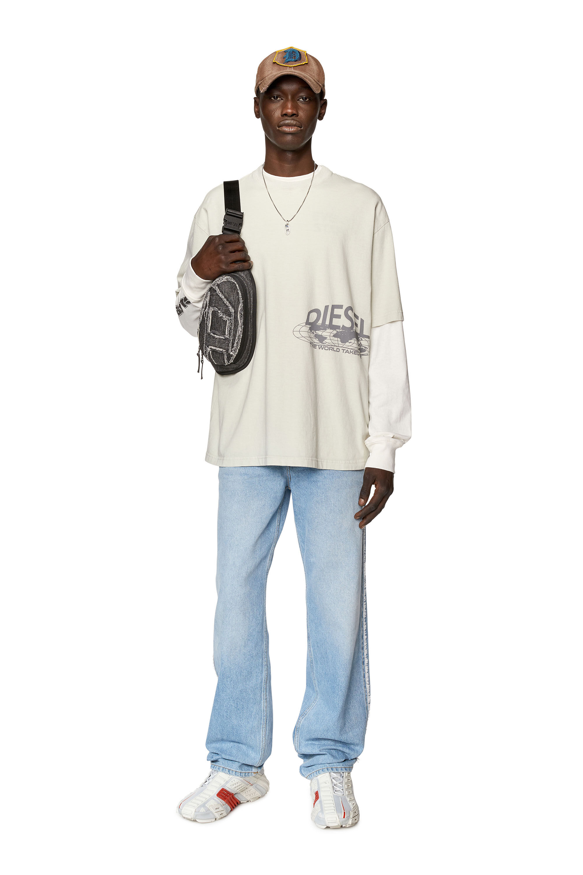 Diesel - T-WASH-L5, Man's T-shirt with Diesel world prints in White - 1