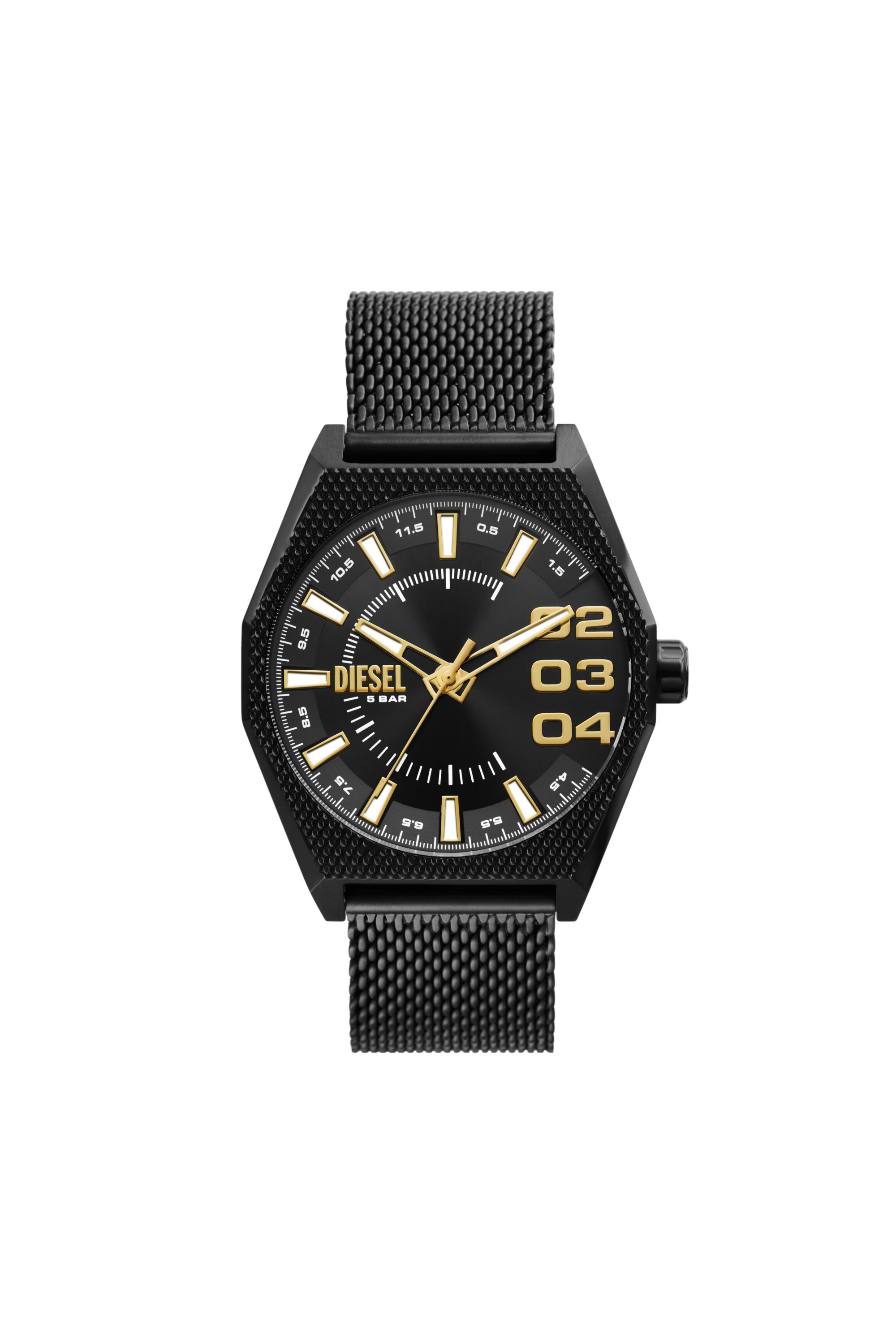 Diesel - DZ2194, Man's Scraper three-hand black stainless steel watch in Black - 1