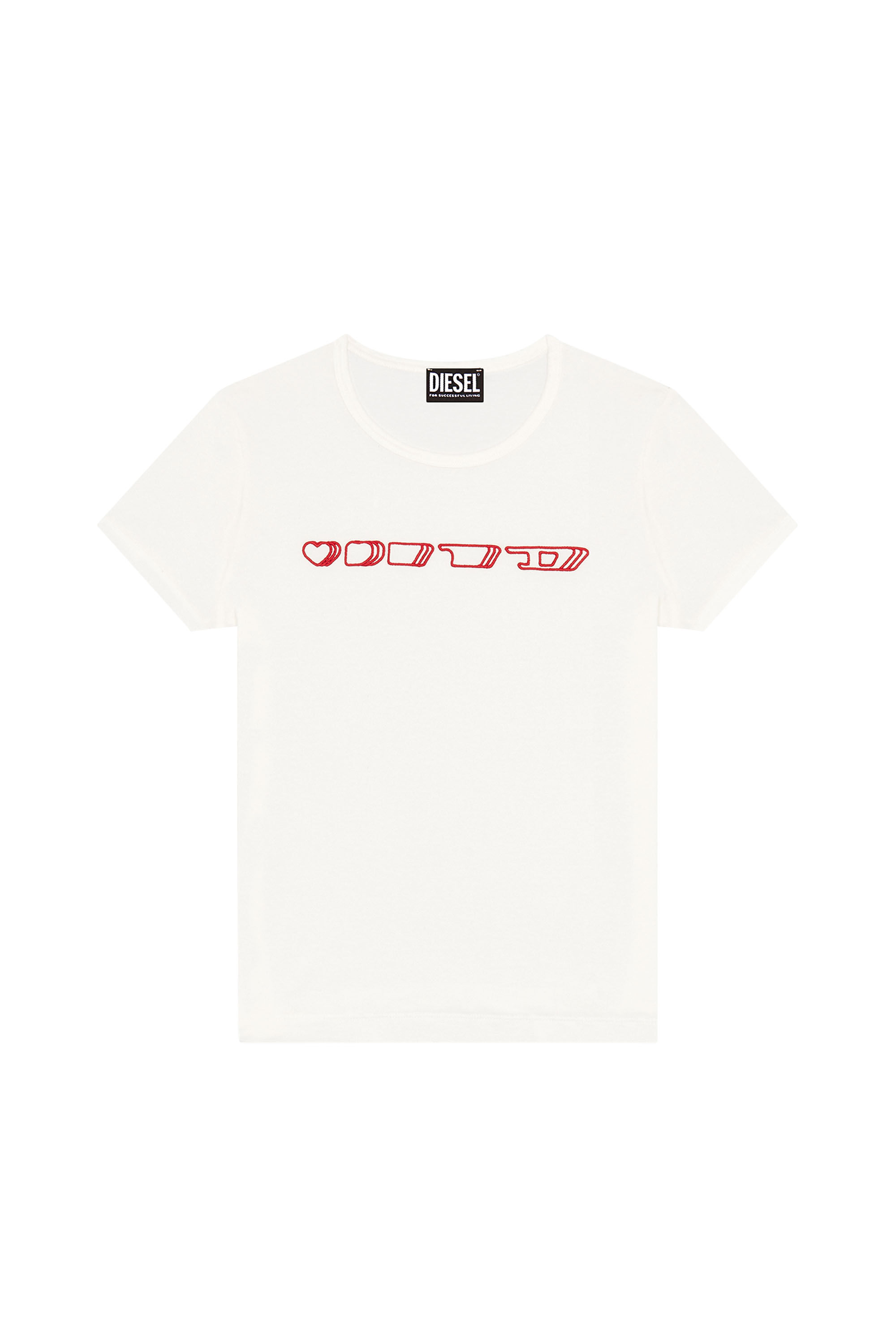 Diesel - T-UNCUTIE-LONG-G1, Woman's T-shirt with logo embroidery in White - 2