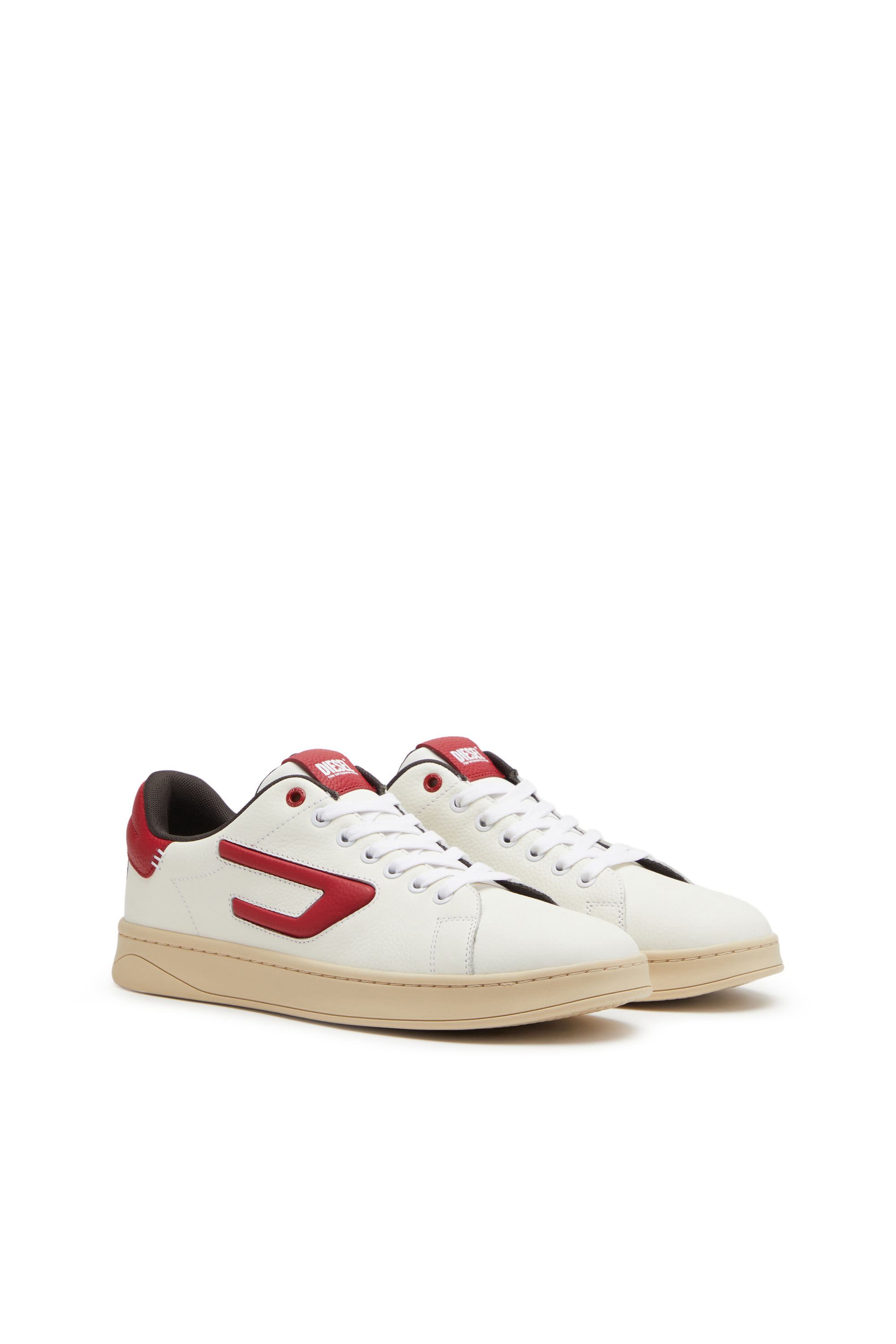 Diesel - S-ATHENE LOW, Man's S-Athene Low - Sneakers in full-grain leather in White/Red - 2