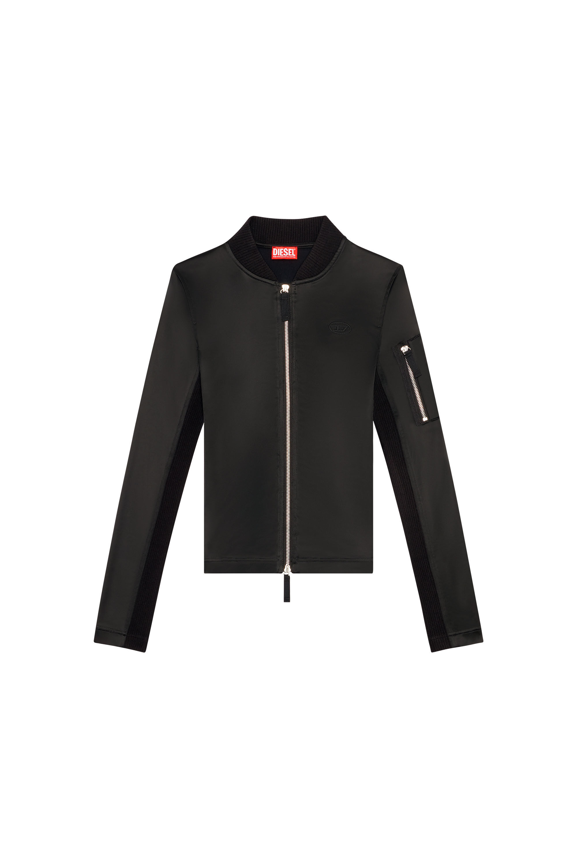 Diesel - T-OPUN, Chaqueta deportiva de satén elástico brillante Mujer in Negro - 2