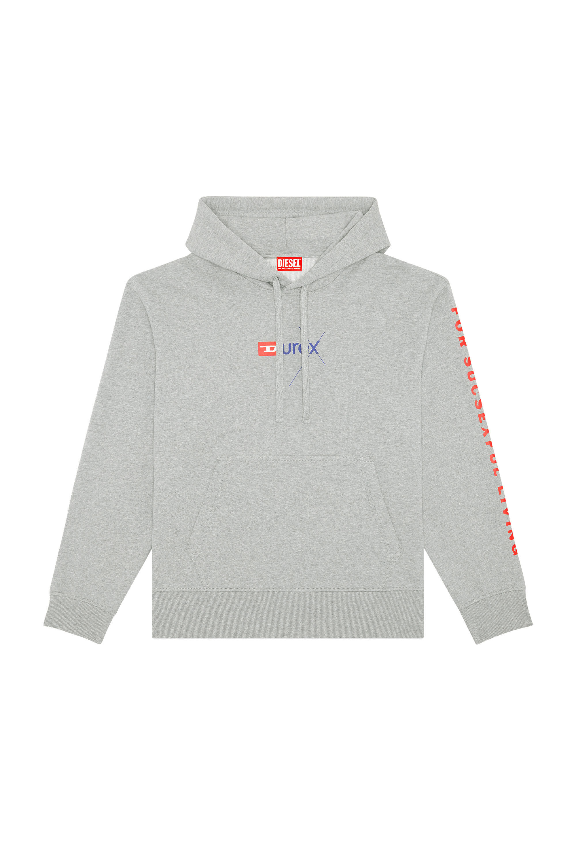 Men's Mélange hoodie with Durex logo | Grey | Diesel
