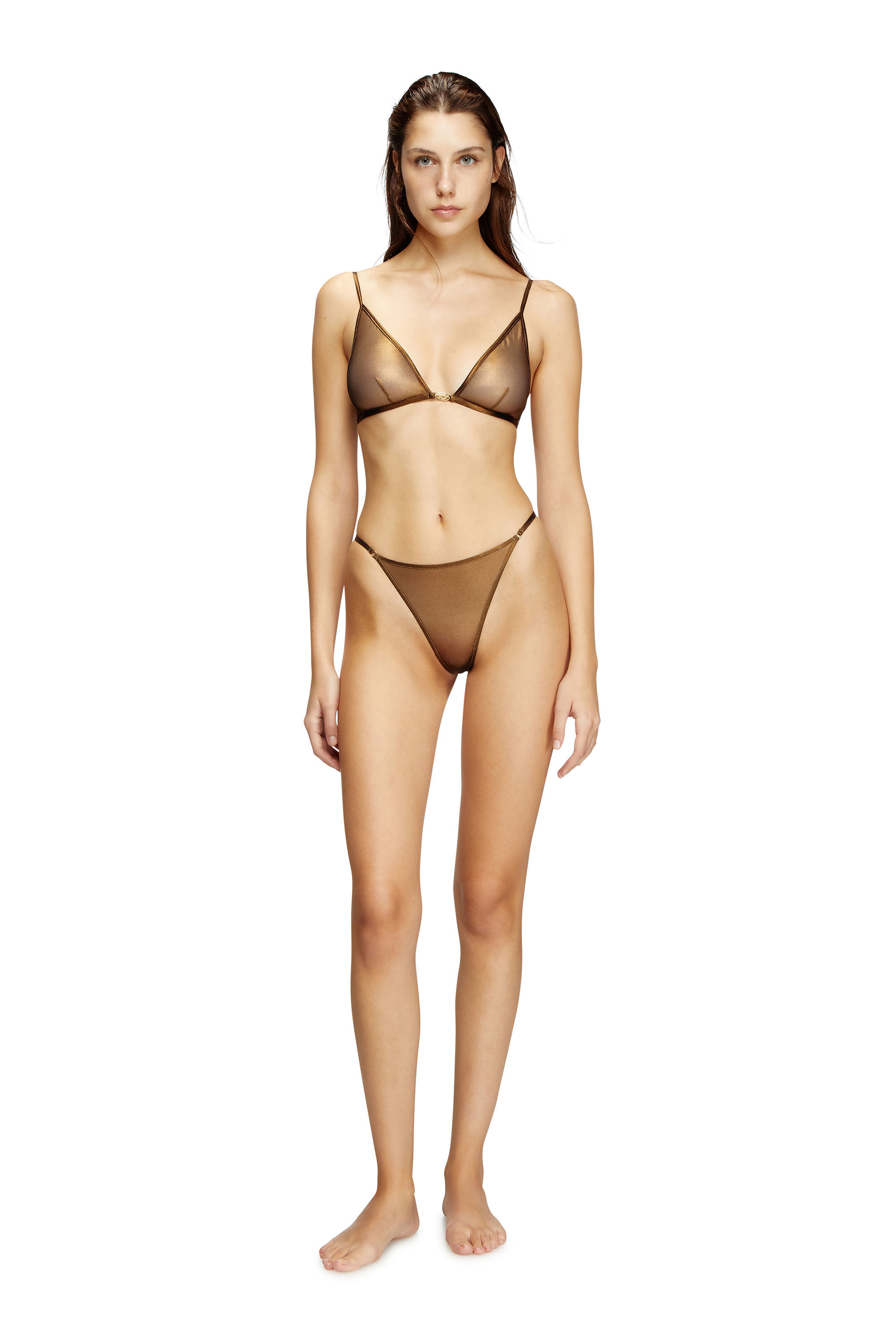 Diesel - D-STRING-GFT, Tanga transparente con detalle Oval D Mujer in Dorado - 2