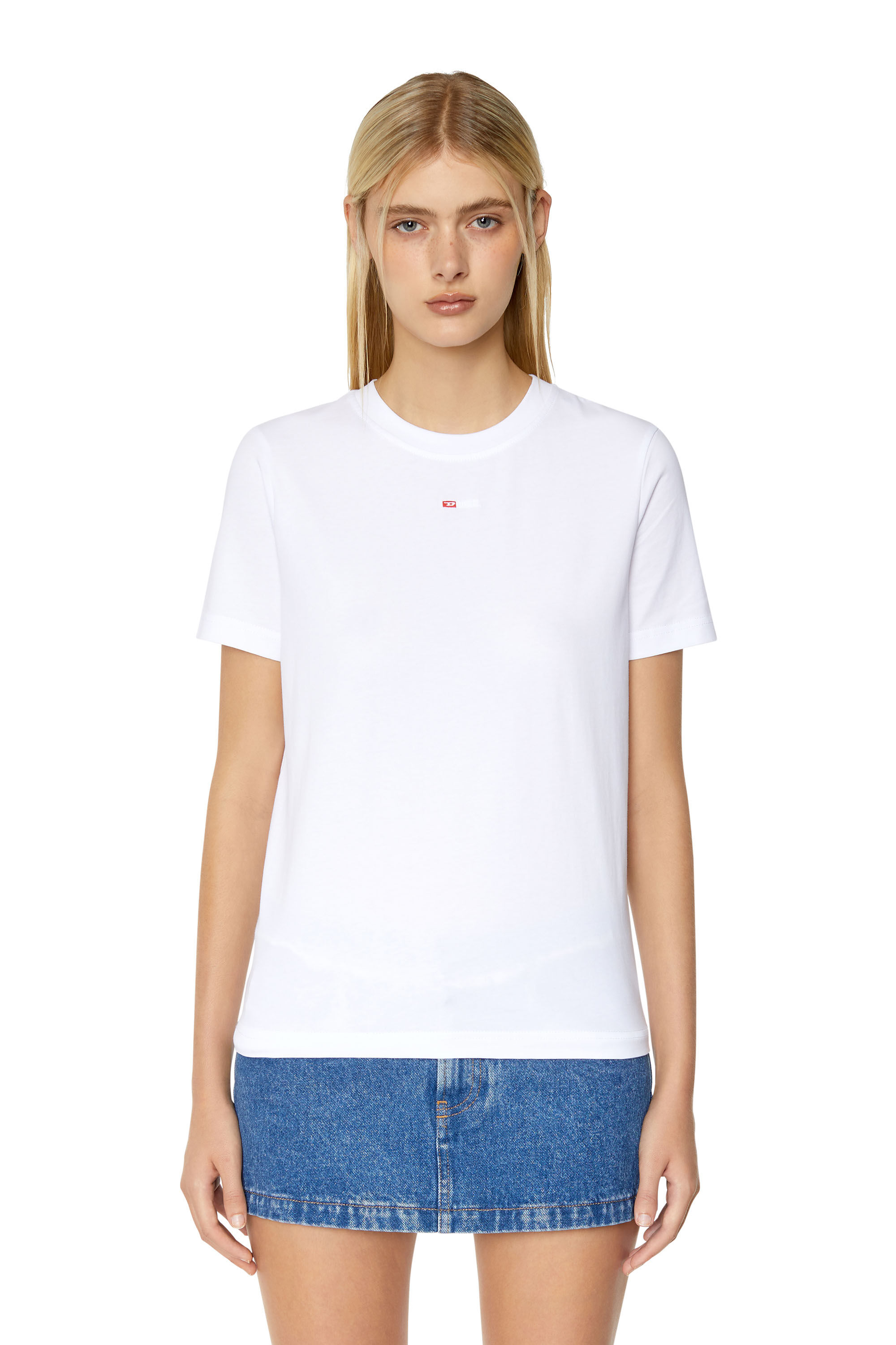 Diesel - T-REG-MICRODIV, Camiseta con logotipo pequeño bordado Mujer in Blanco - 3