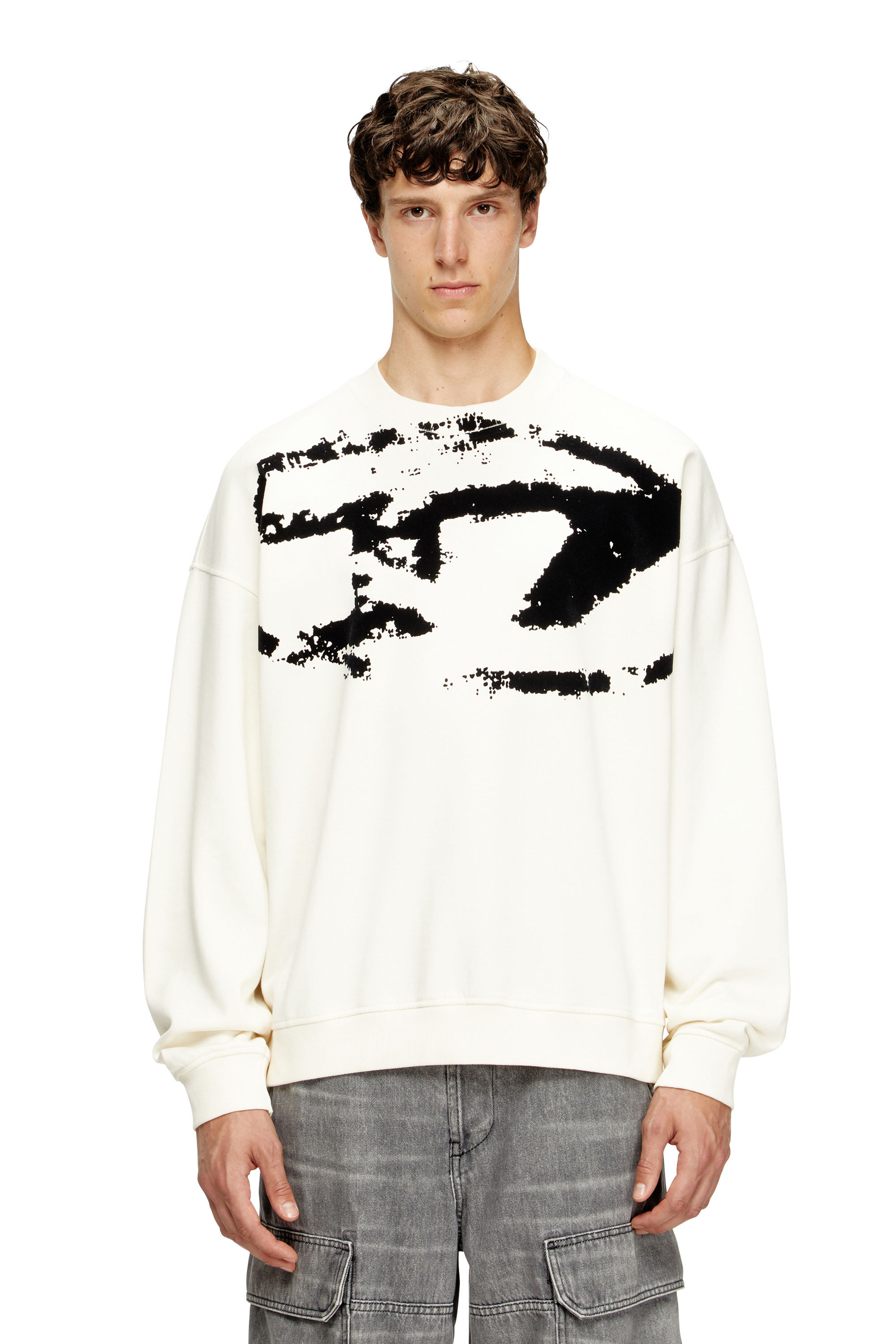 【DIESEL】S-Boxt-N5 ディストレストフロッキー ロゴ スウェット Diesel☆関税込☆S-Boxt-N5 フロッキー ロゴ スウェットシャツ