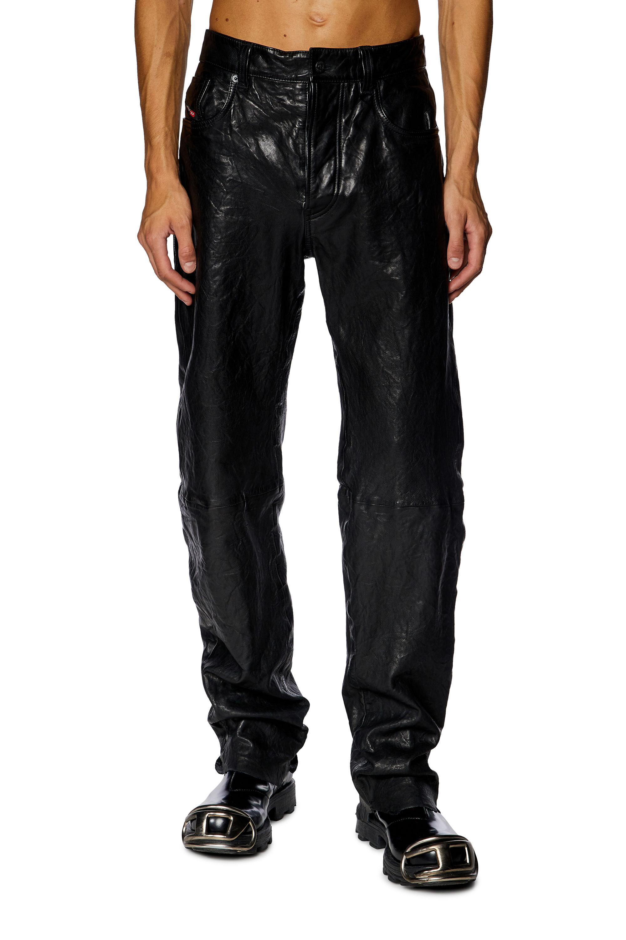 Men's Textured waxed-leather pants | P-MACS-LTH Diesel