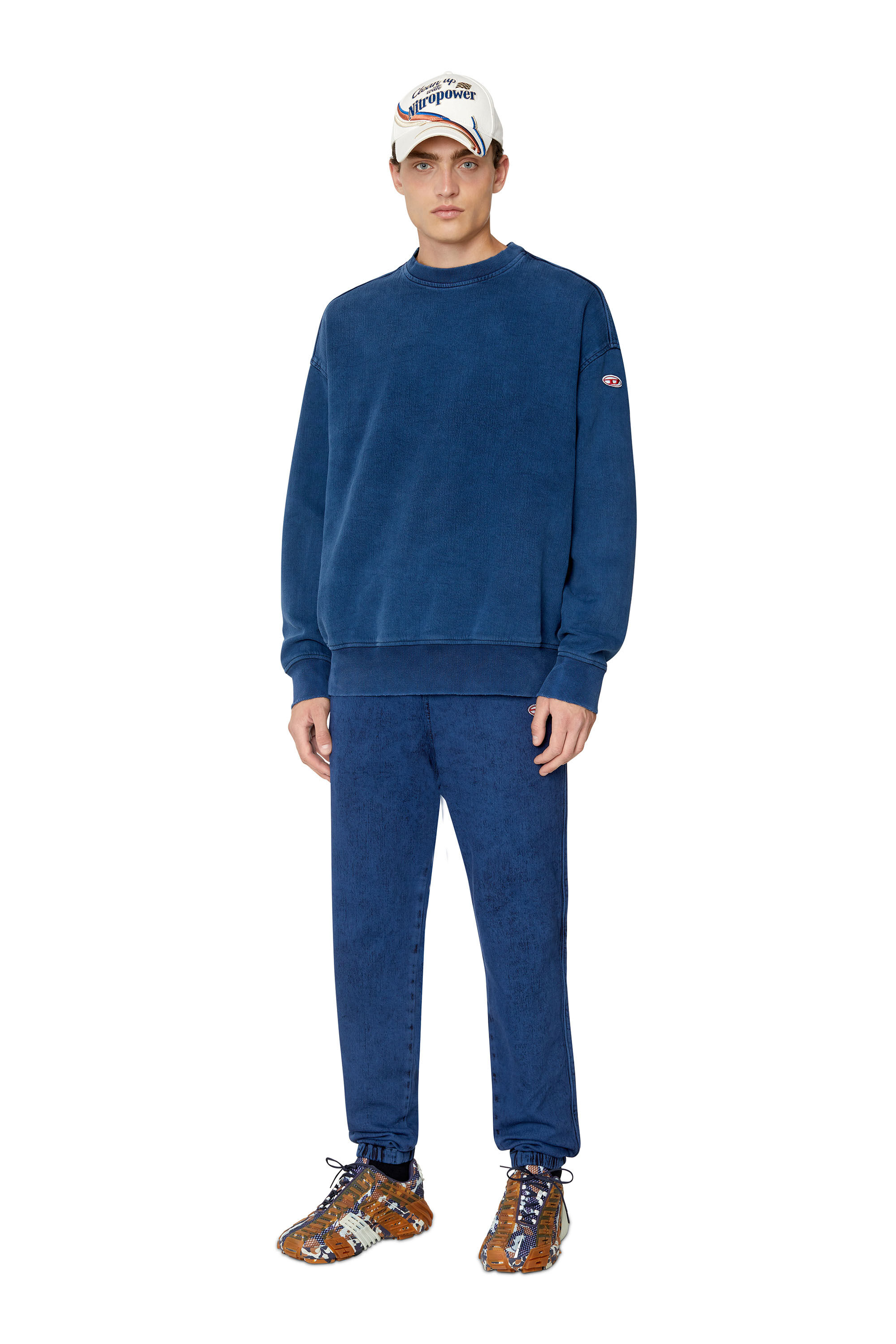 Diesel - D-KRIB TRACK DENIM SWEATSHIRT, Dark Blue - Image 1