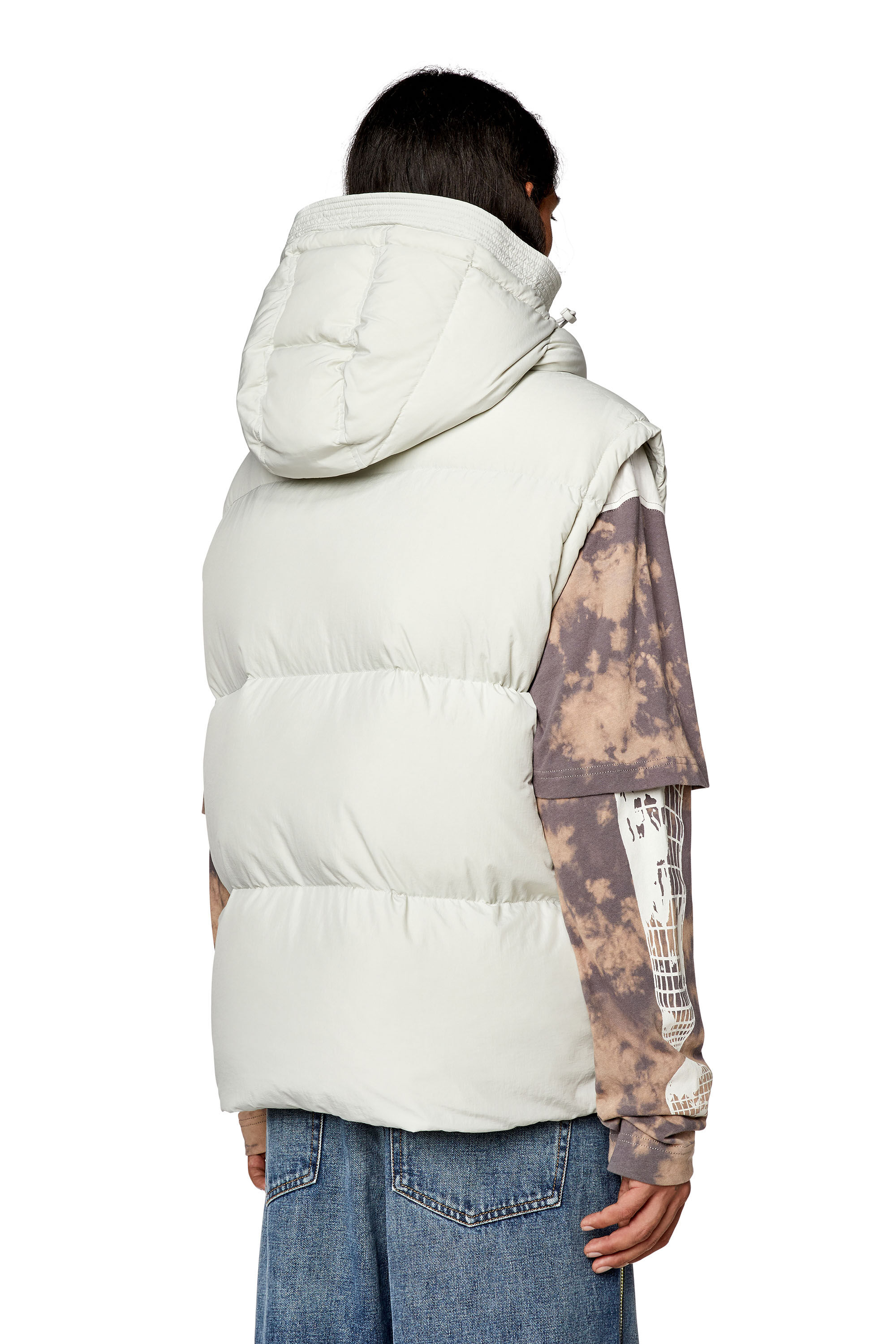 人気ブランドを Down Men's W-ROLFYS: vest, Diesel | nylon in jacket sleevless ジャケット・アウター