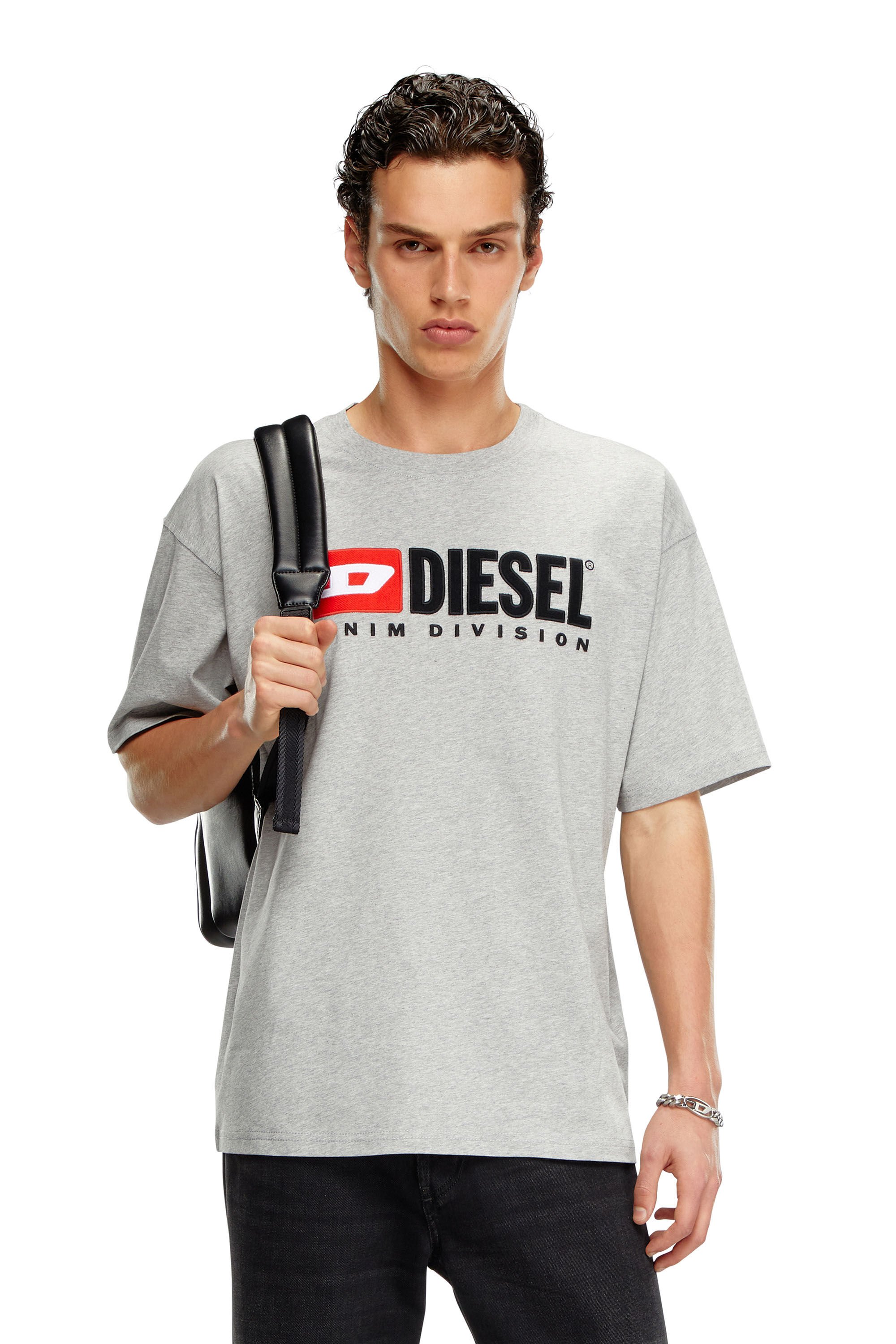 Diesel - T-BOXT-DIV, Man T-shirt with Diesel patch logo in Grey - Image 3
