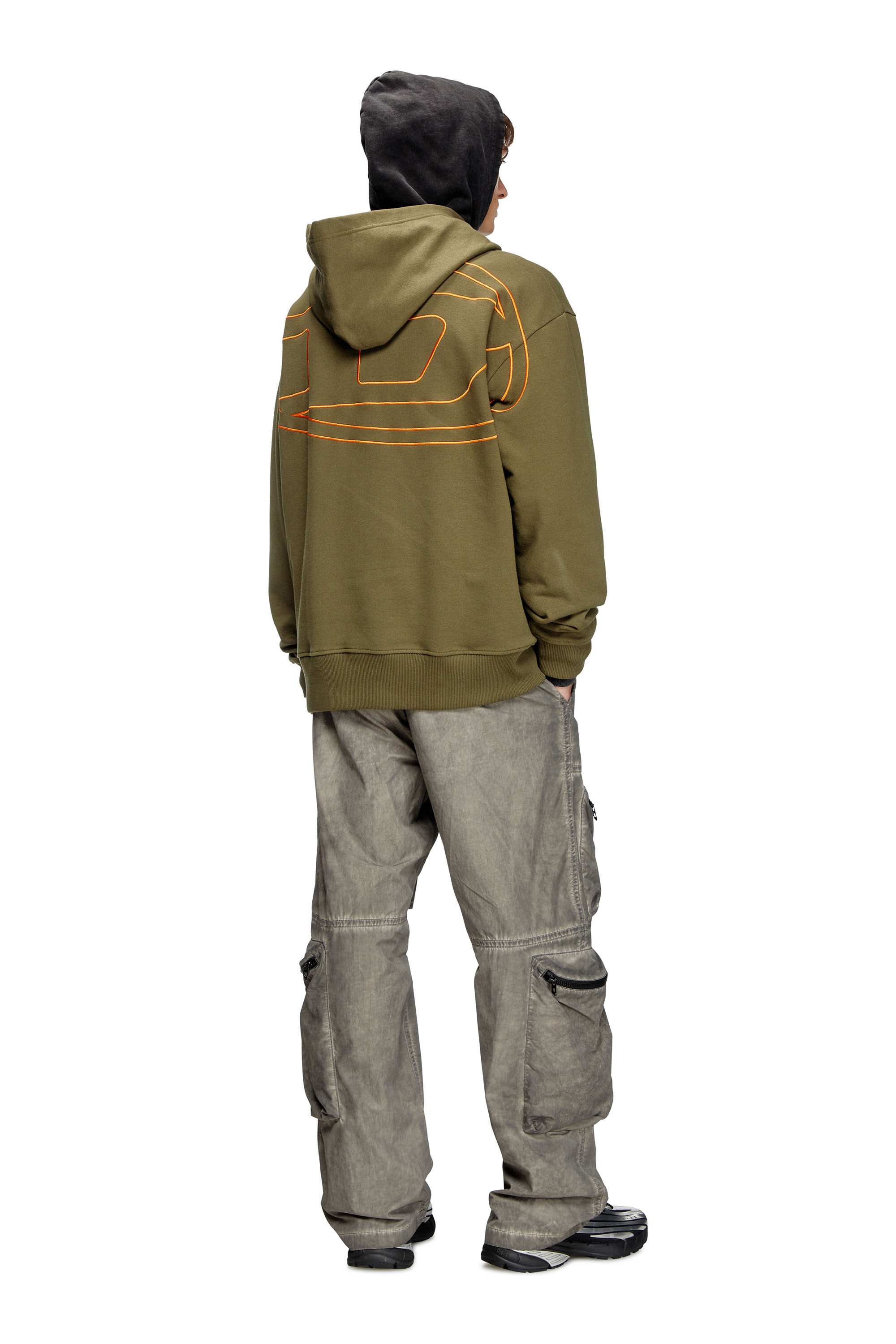 Diesel - S-MACS-HOOD-MEGOVAL-D, Sudadera con capucha con bordado del logotipo Hombre in Verde - 1