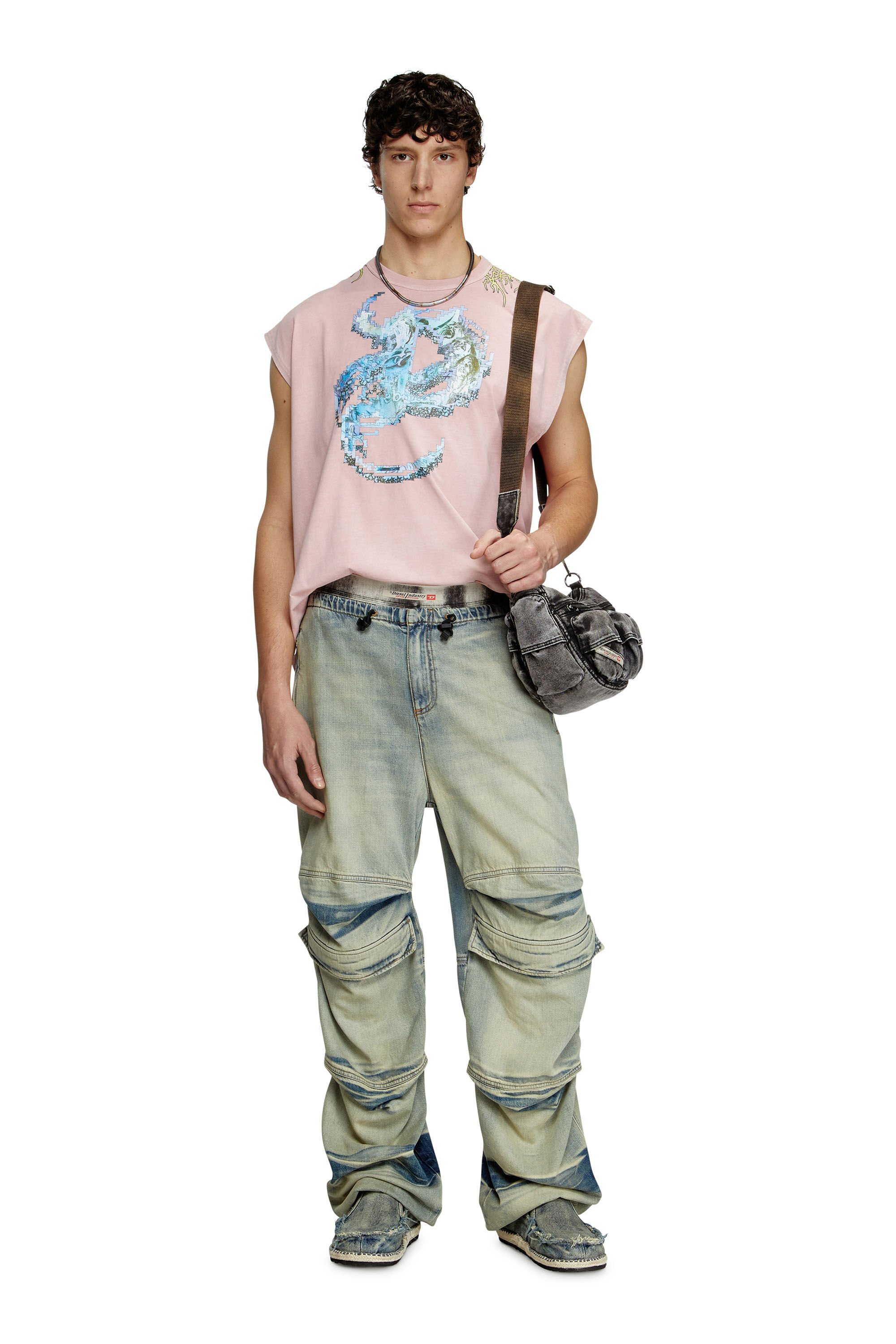 Diesel - T-BOXT-SL-R1, Camiseta de tirantes con gráficos de tatuaje Hombre in Rosa - 1