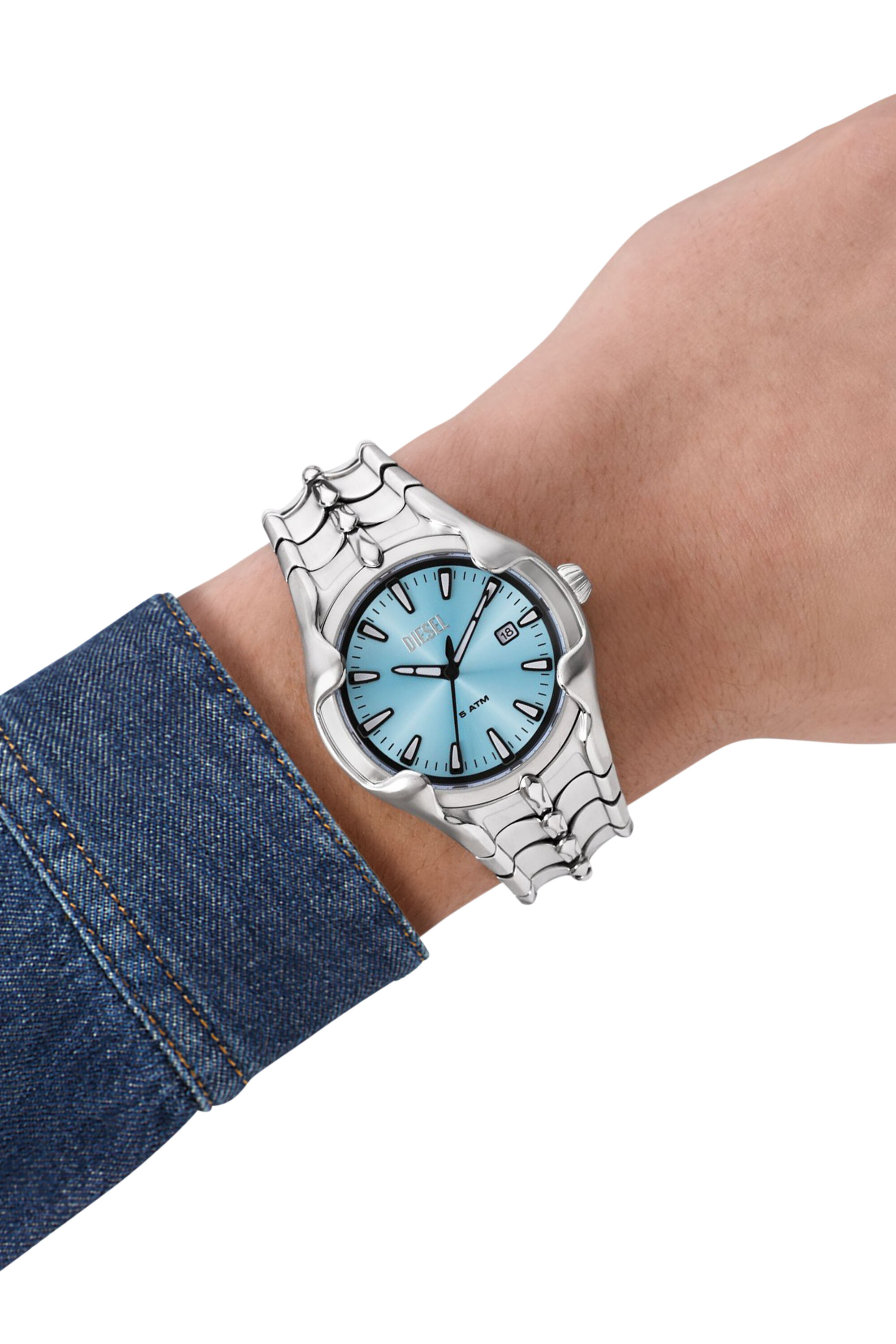Men's Vert three-hand date stainless steel watch | Silver | Diesel