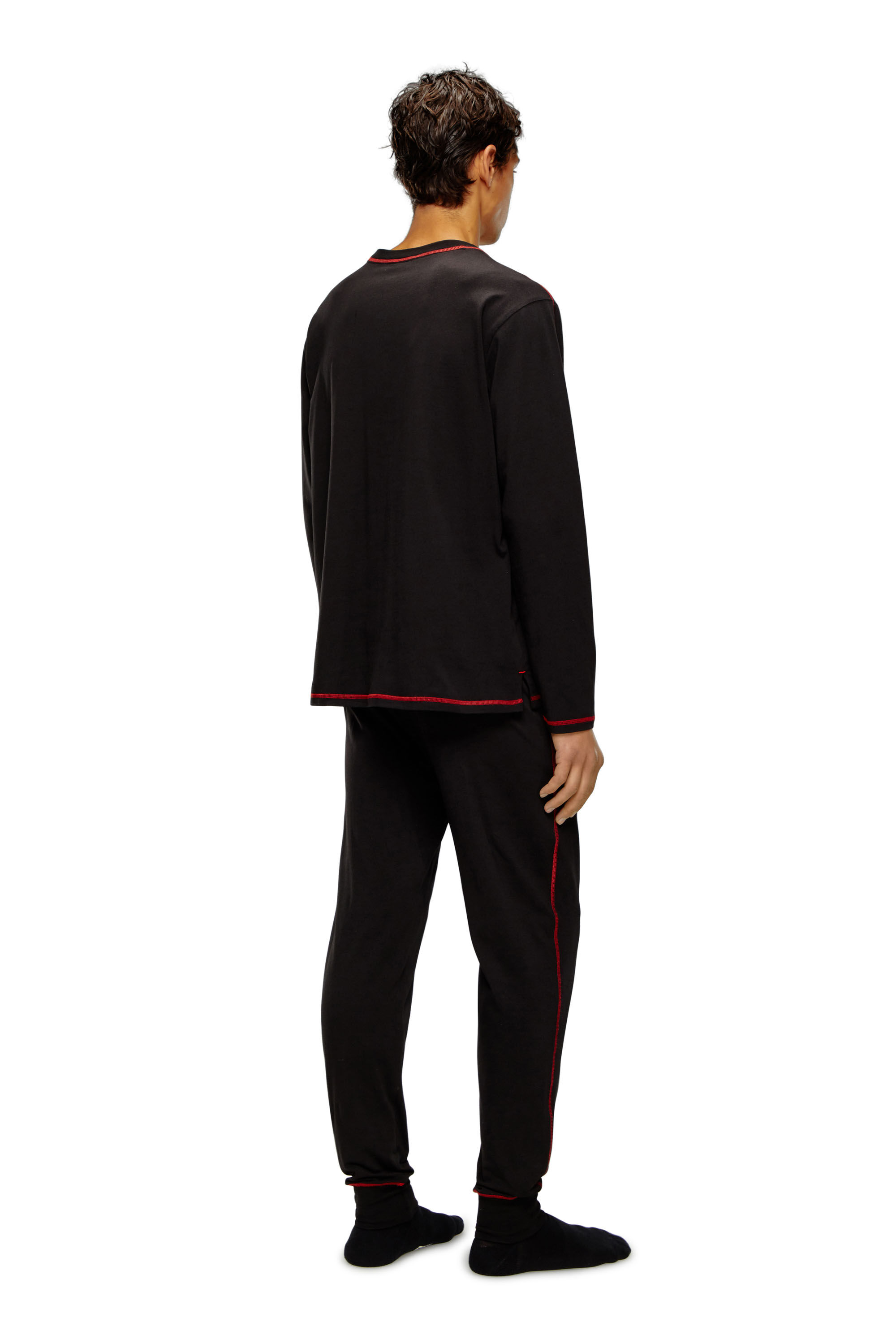 Diesel - UMSET-WILLONG, Man's Long pyjamas with contrast stitching in Black - 1