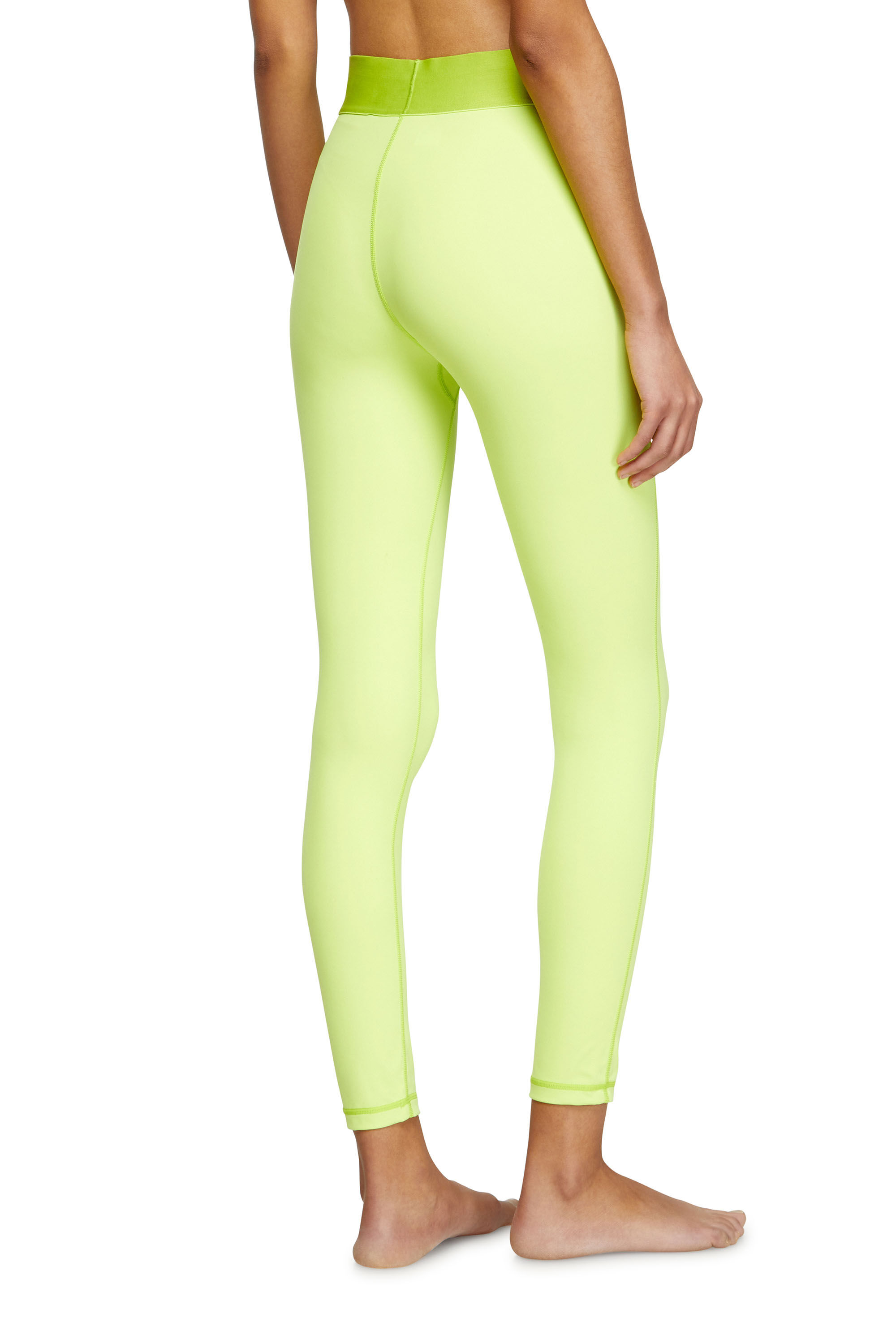 Diesel - ADELINE-D-POP, Woman's Microfibre leggings with cut-off logo in Green Fluo - 2