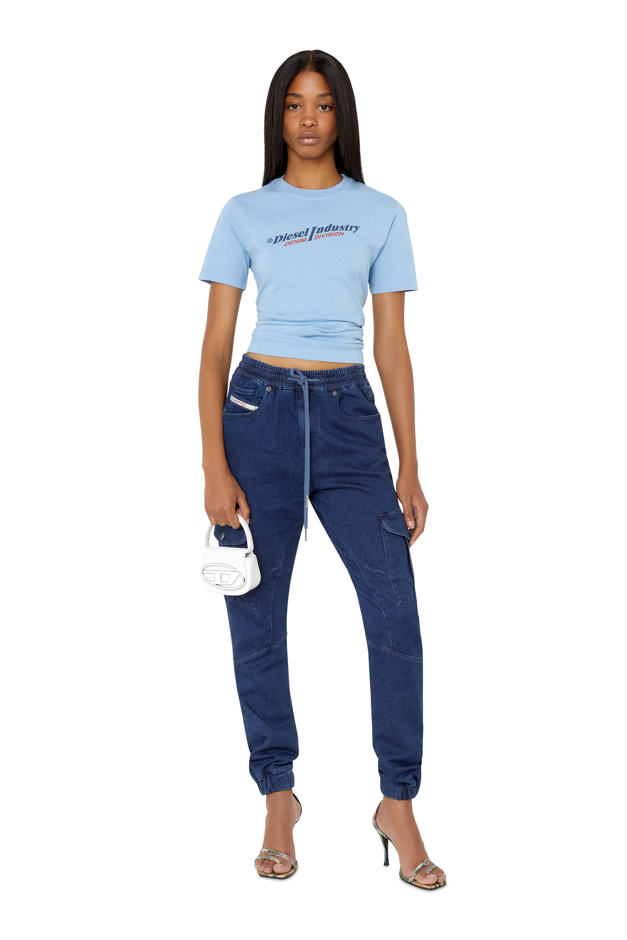 D-URSY TRACK DENIM Woman: Slim dark blue Jeans | Diesel