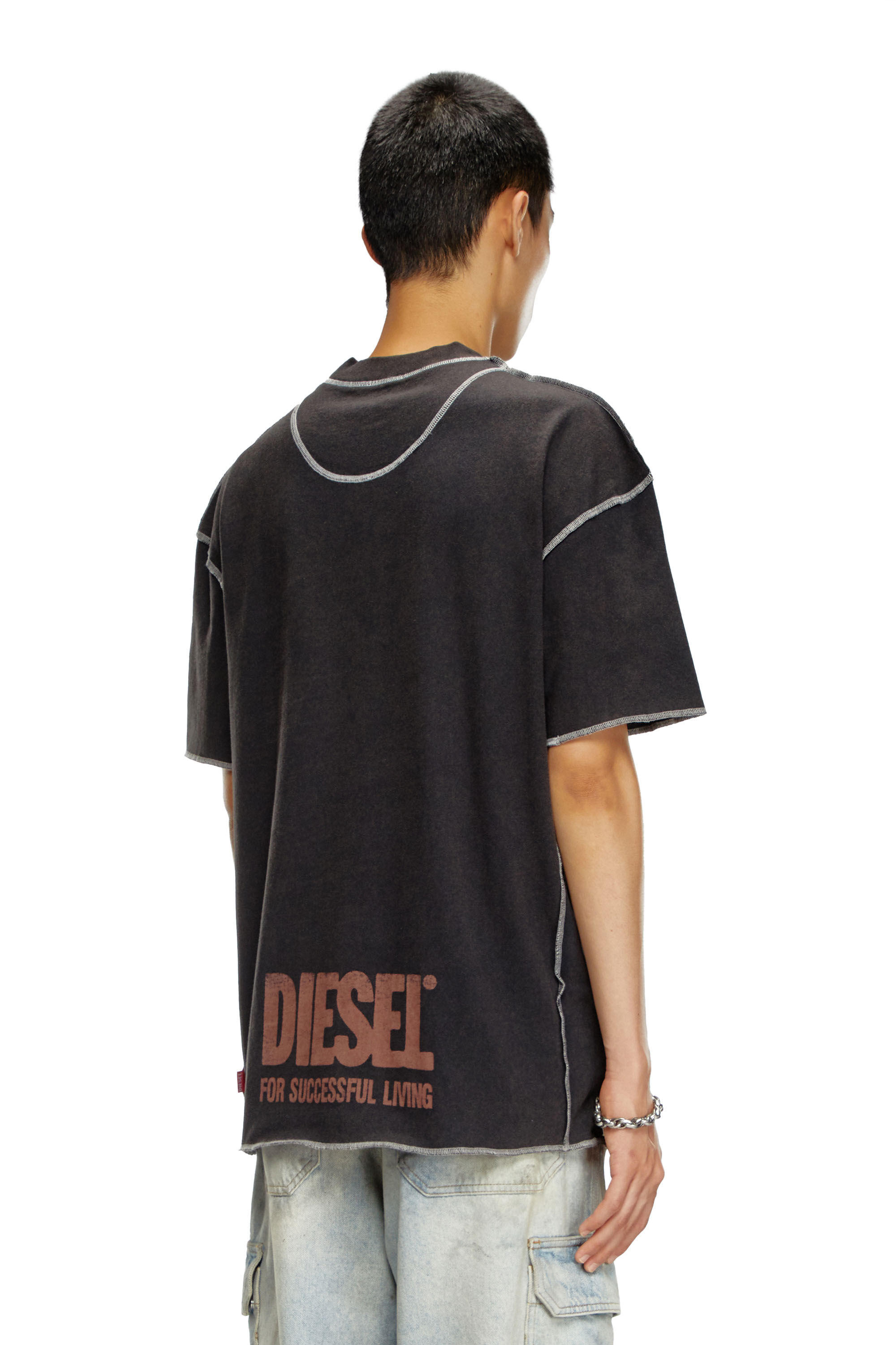 Men's T-shirt with inside-out effect | Black | Diesel