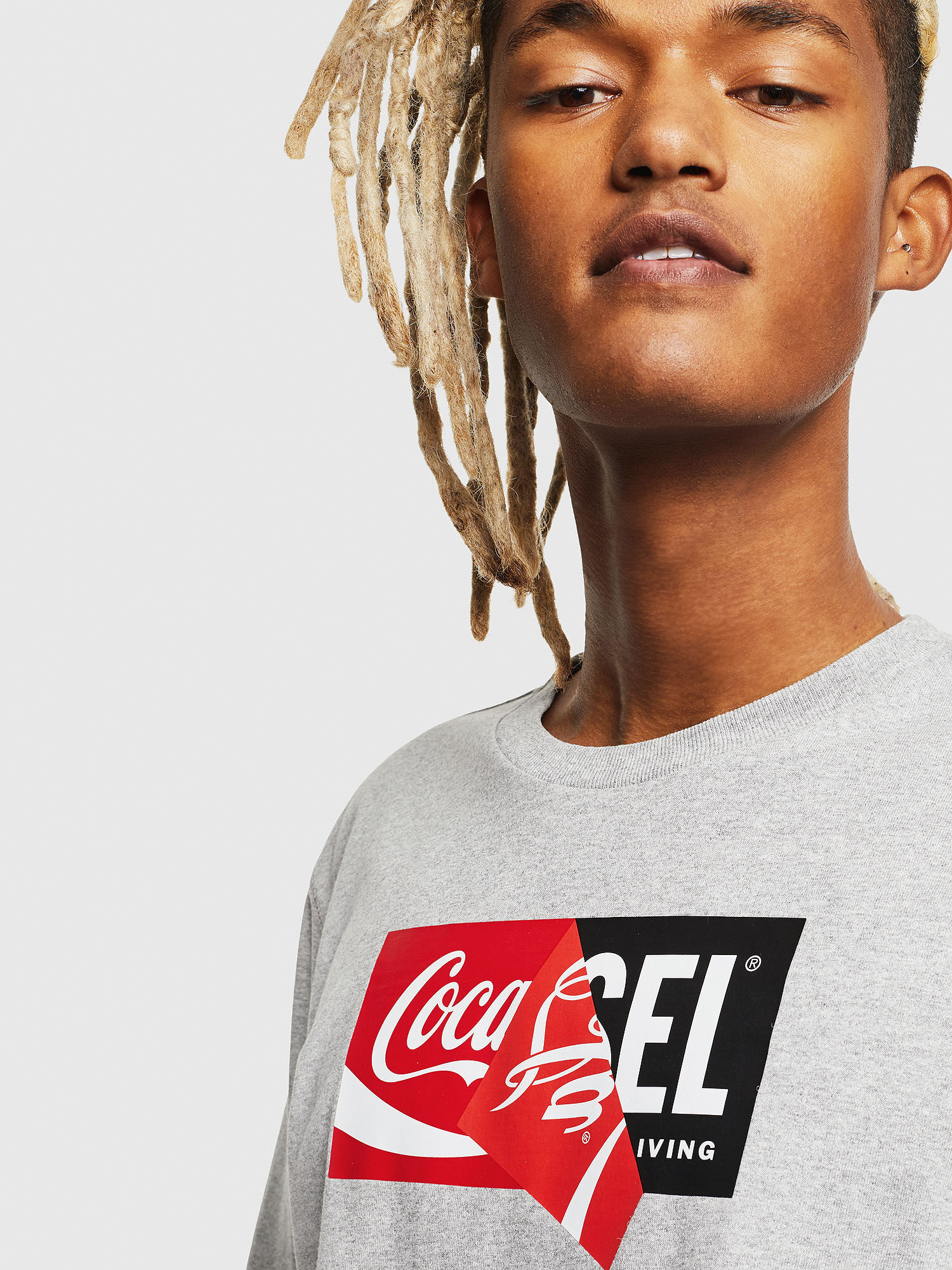 CC T JUST COLA Recycled fabric grey T Shirt Diesel x Coca Cola