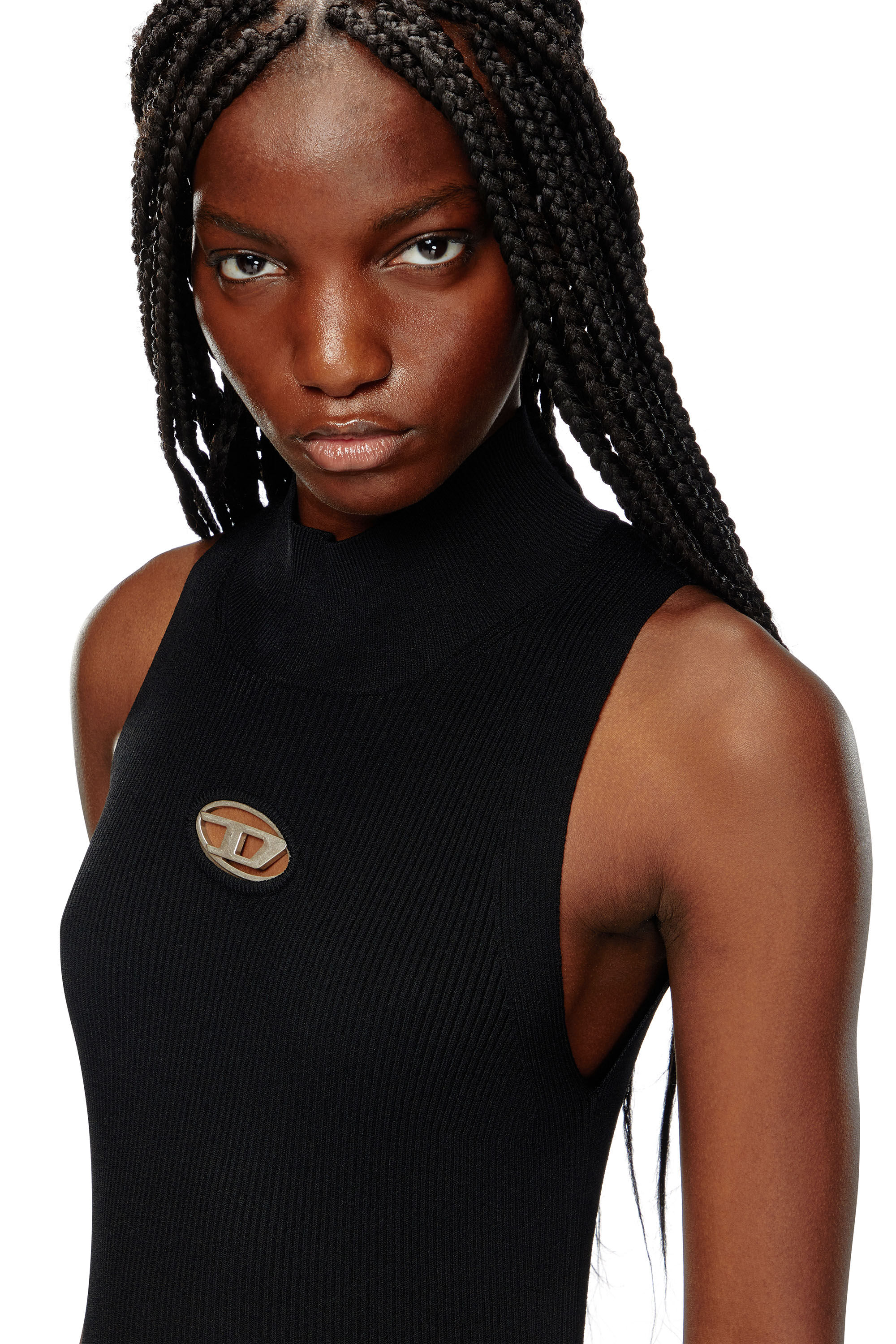 Women's Ribbed-knit turtleneck top | Multicolor | Diesel