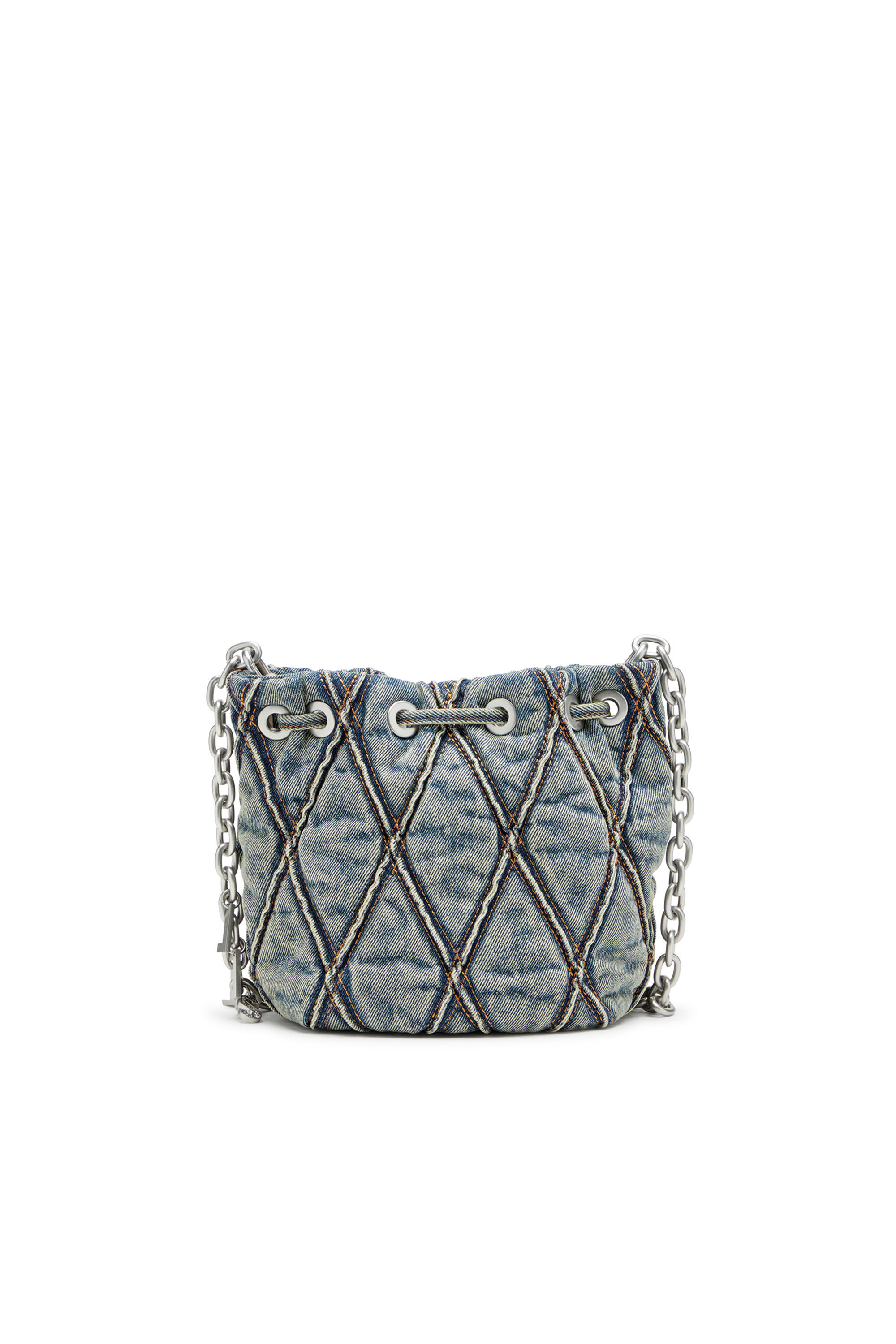 Diesel - CHARM-D BUCKET S, Charm-D S-Bolso mini tipo cubo en denim acolchado con motivo argyle Mujer in Azul marino - 3