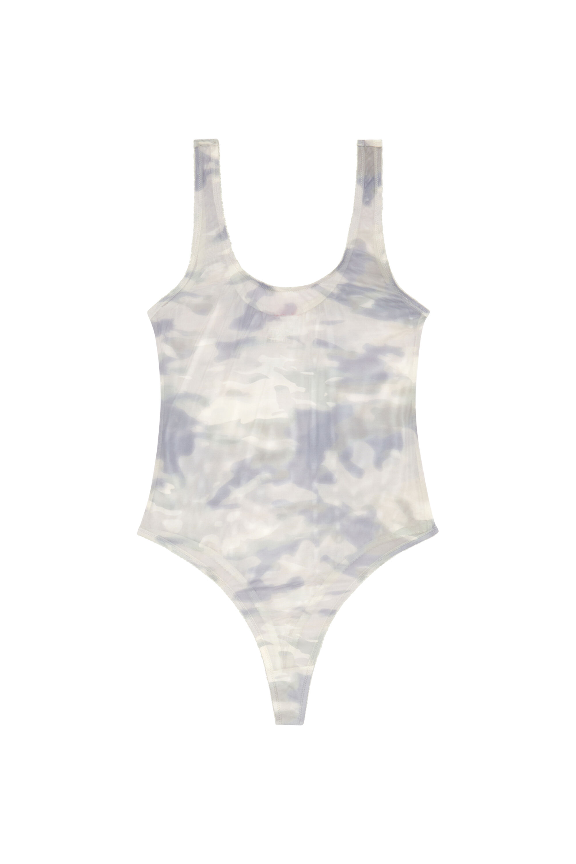 Women's Thong bodysuit in camo stretch mesh | Grey | Diesel