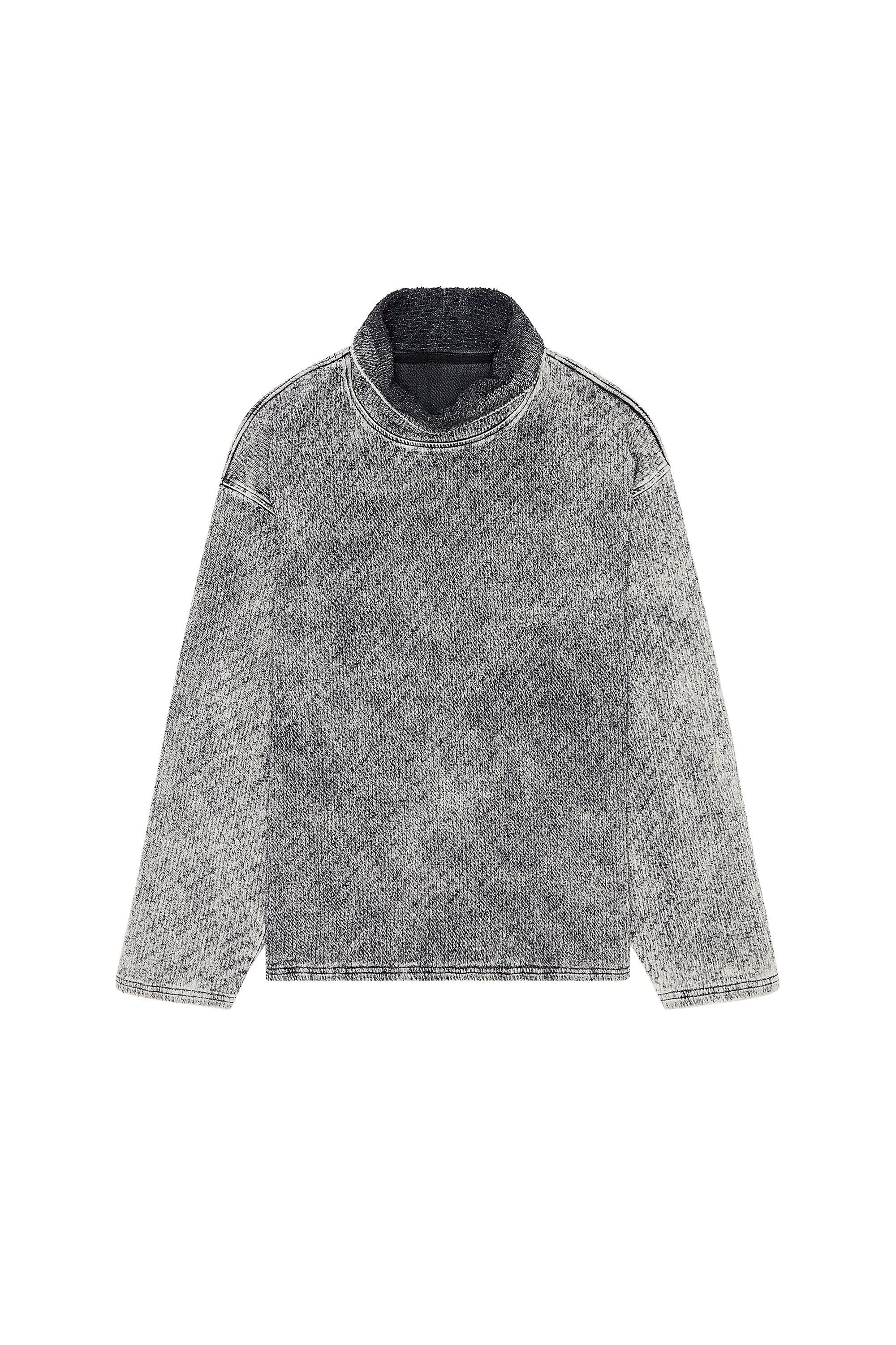 Diesel - D-NLABELCOL-FSD-NE, Man's High-neck sweatshirt in lasered Track Denim in Grey - 2