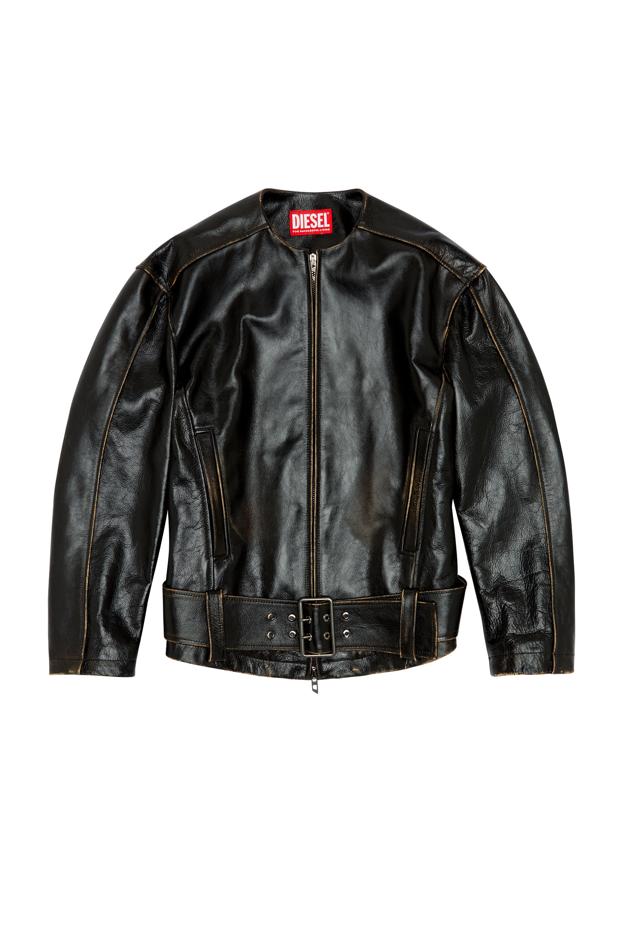 Women's Oversized biker jacket in brushed leather | Black Women's Oversized biker jacket in brushed leather | Black