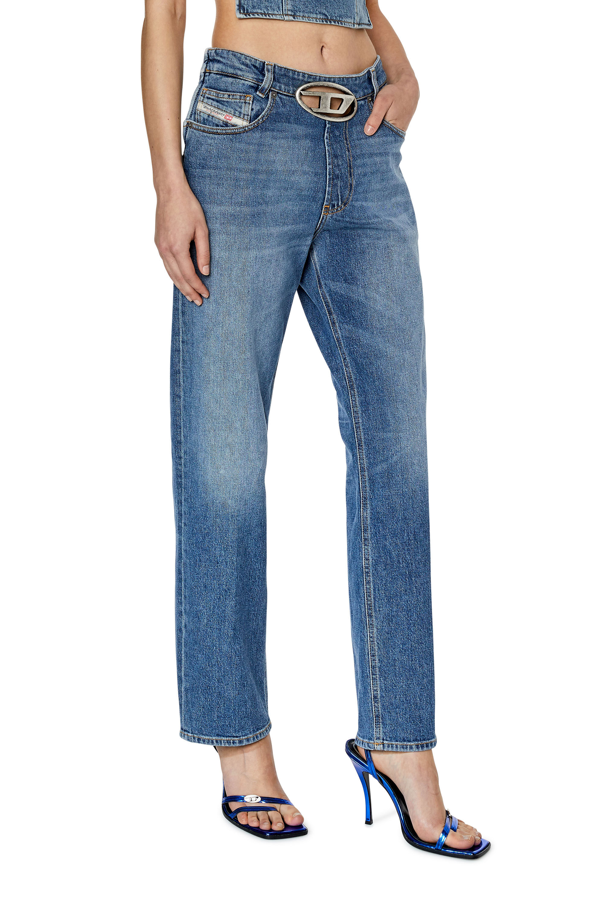 D-Ark 0LICI Woman: Straight Medium blue Jeans | Diesel