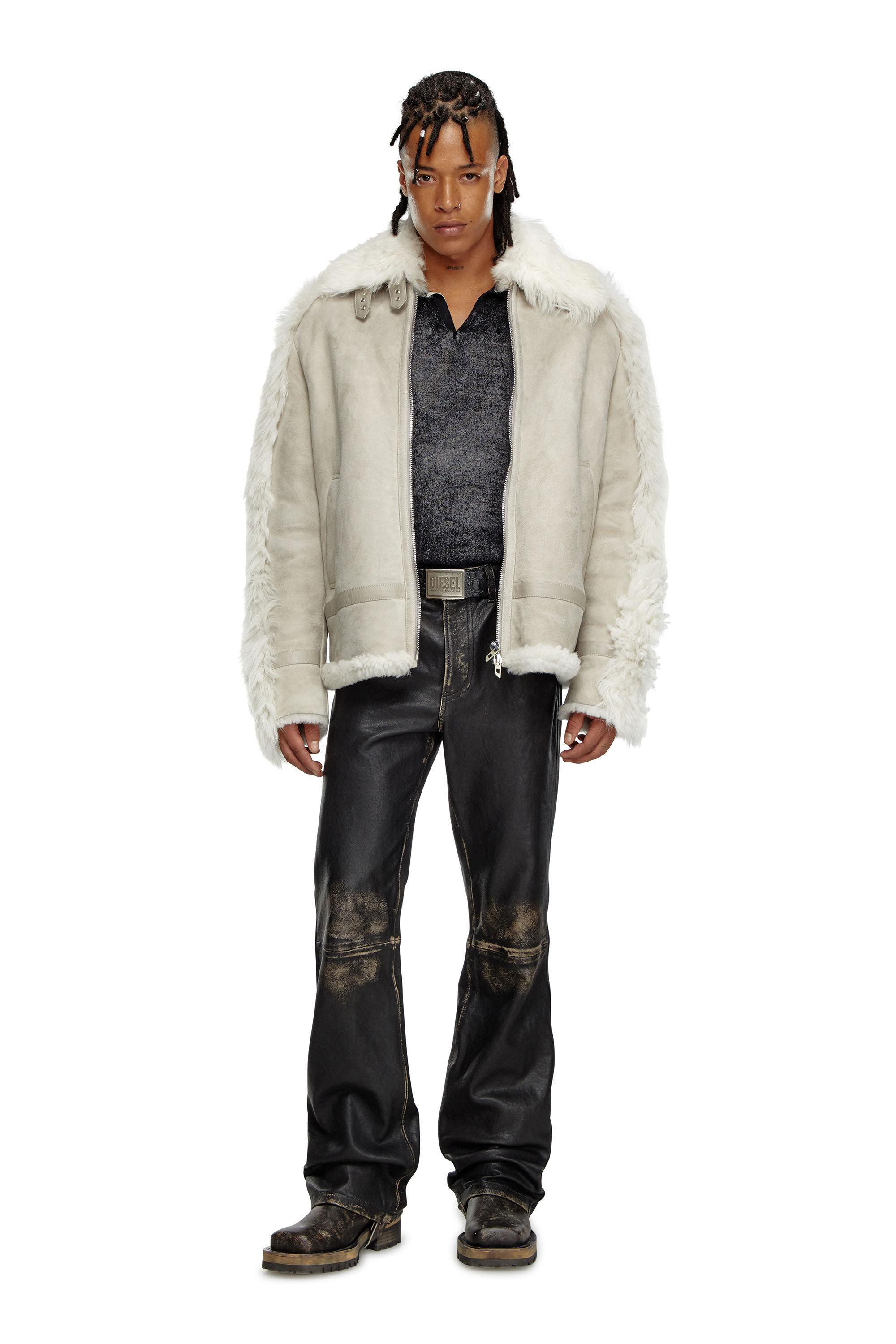 Men s Shearling jacket Grey Diesel