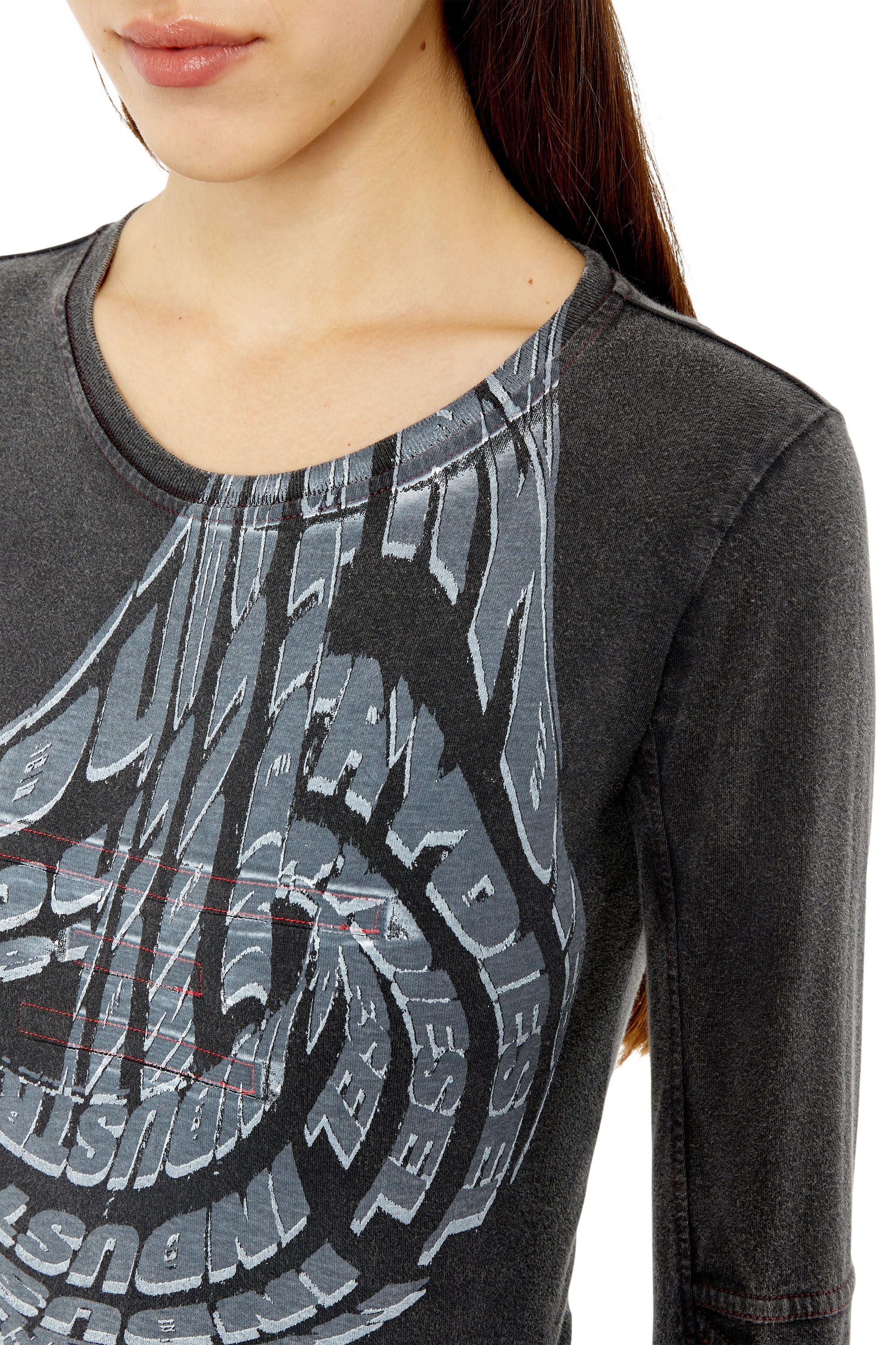 T-BALDART Woman: Acid-wash long-sleeve T-shirt | Diesel