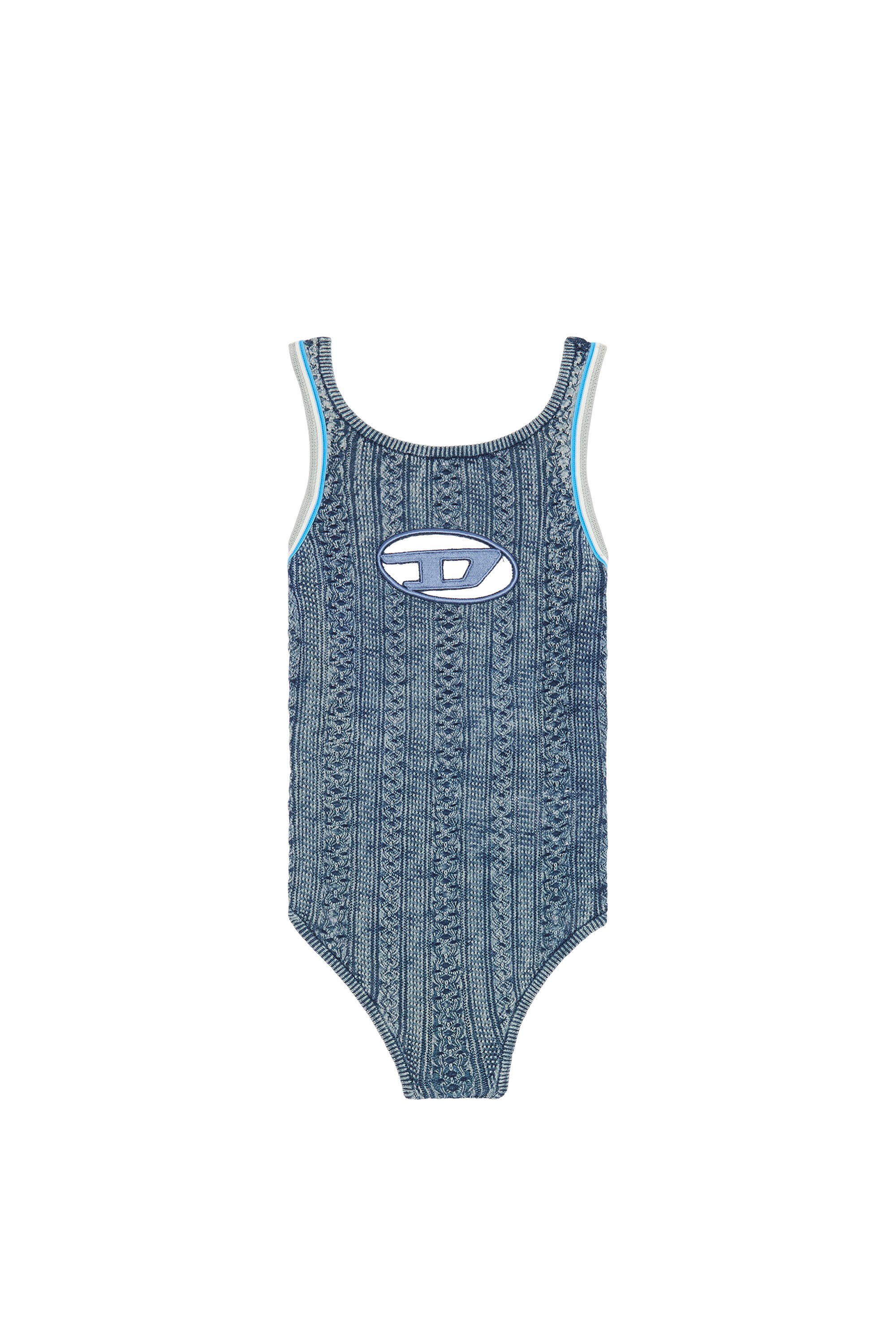Diesel - M-ILAGROS, Woman Pointelle bodysuit with oval D cutout in Blue - Image 2