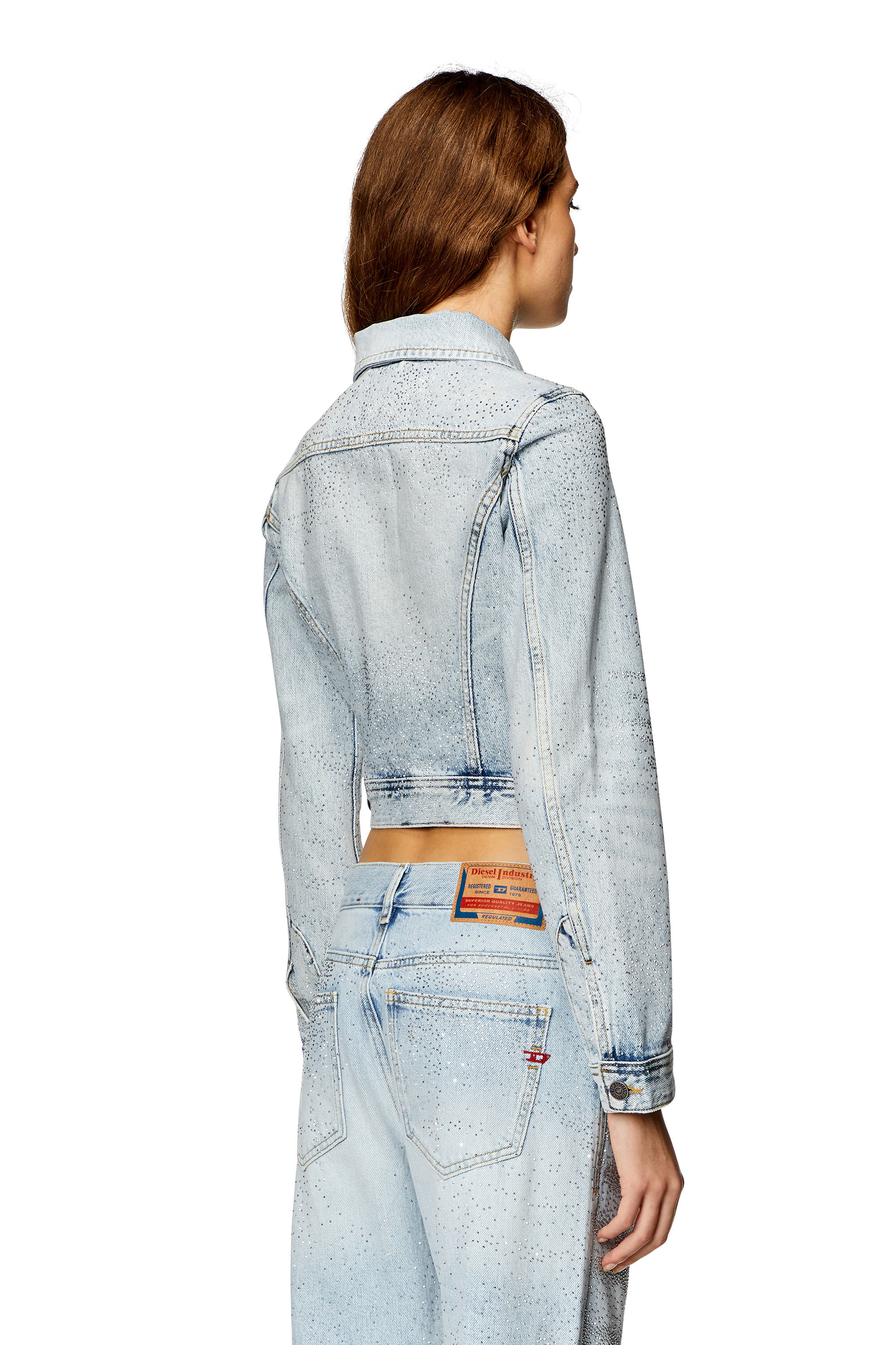 Women's Trucker jacket in micro-crystal Denim | Blue | Diesel