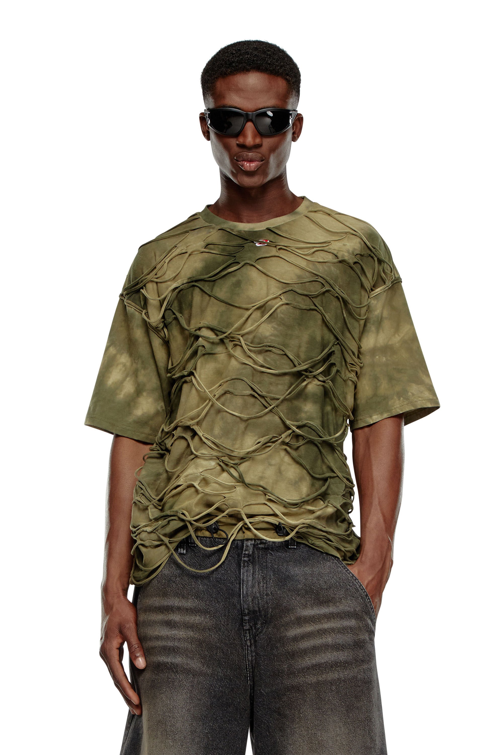 Diesel - T-BOXKET, Hombre Camiseta con hilos flotantes in Verde - Image 3