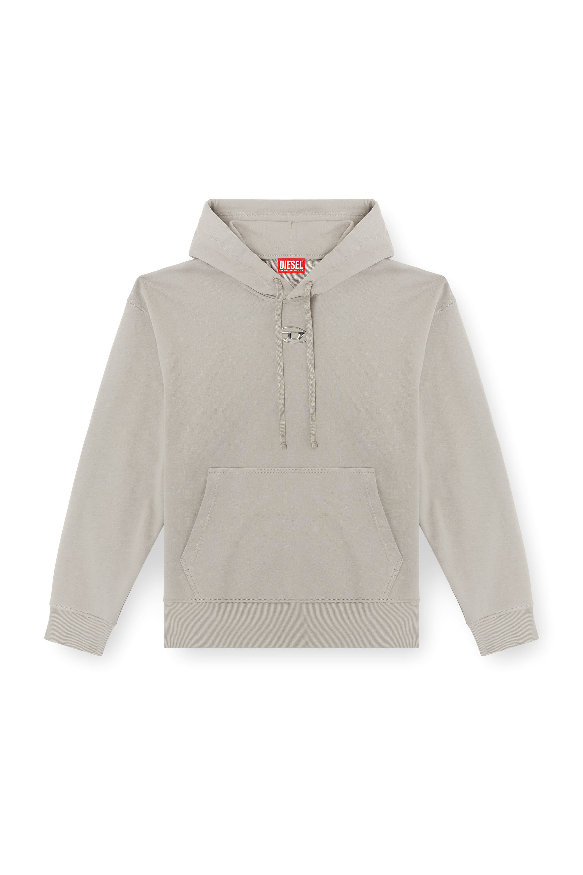 Diesel - S-MACS-HOOD-OD, Sudadera con capucha extragrande con logotipo metálico Hombre in Gris - 2