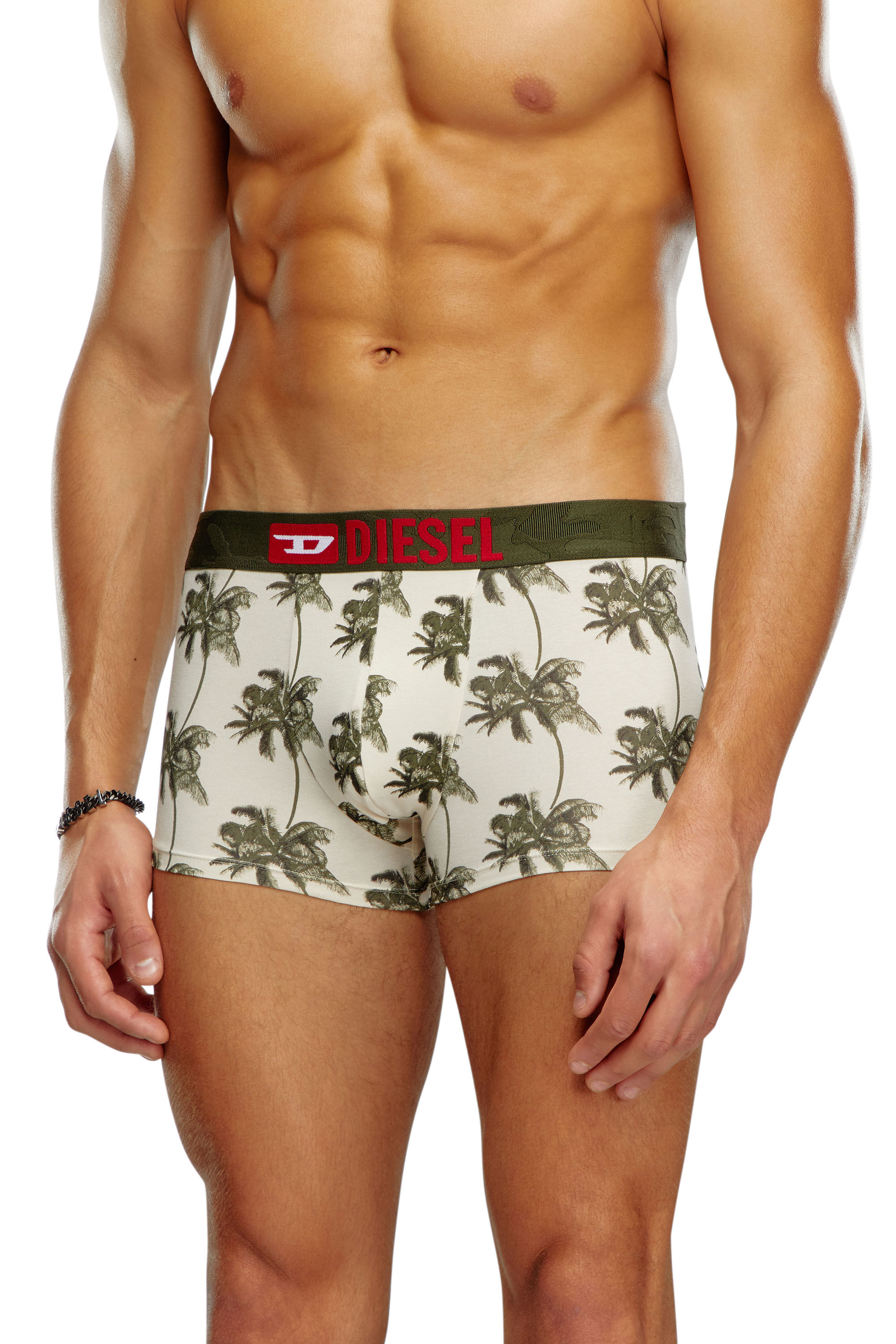 Diesel - UMBX-DAMIENTHREEPACK, Man's Three-pack palm-tree boxer briefs in Military Green - 1