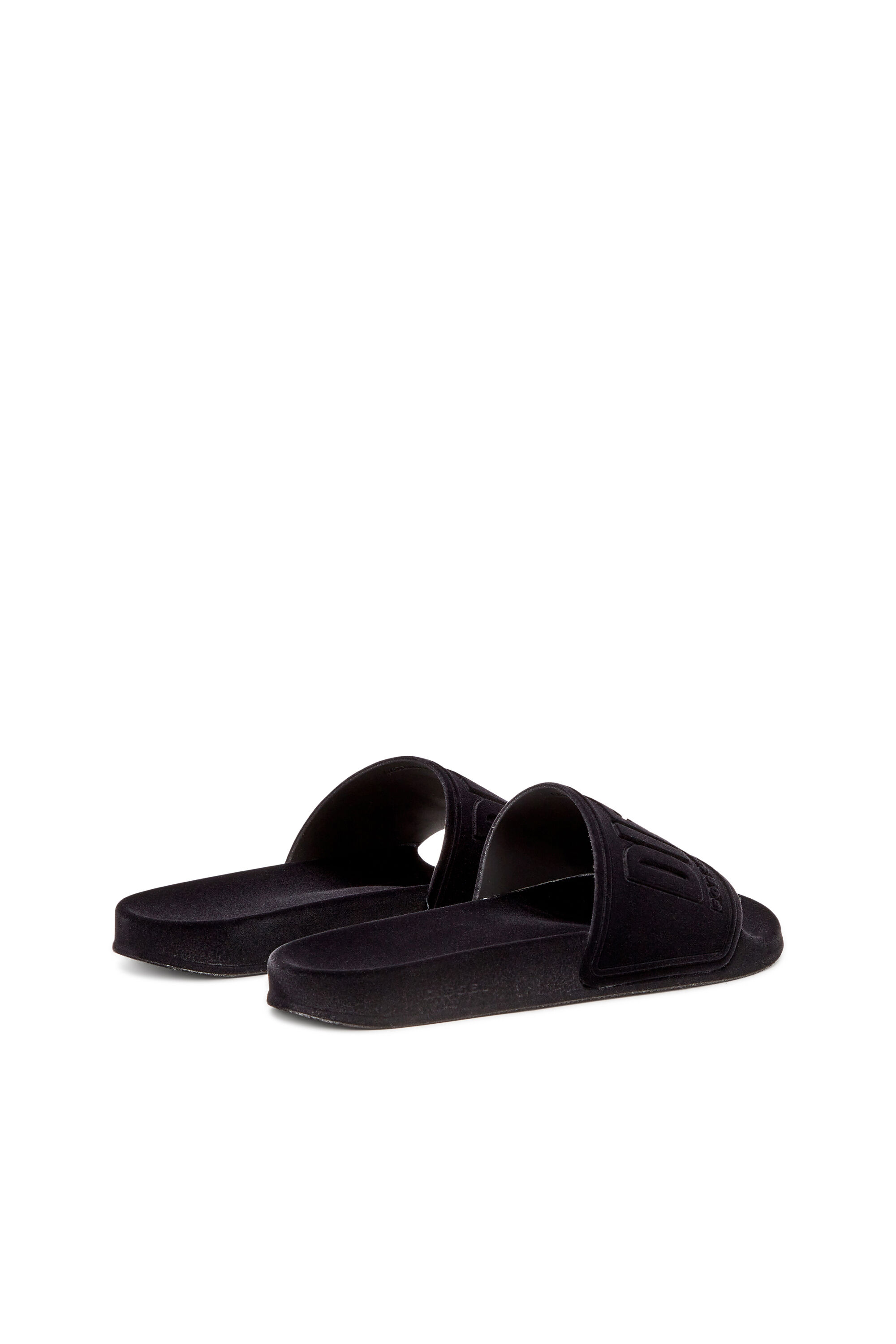 DIESEL* ディーゼル SA-MAYEMI ロゴ プールスライド サンダル Women's Sa-Mayemi-Pool slides with velvety flocking | Black
