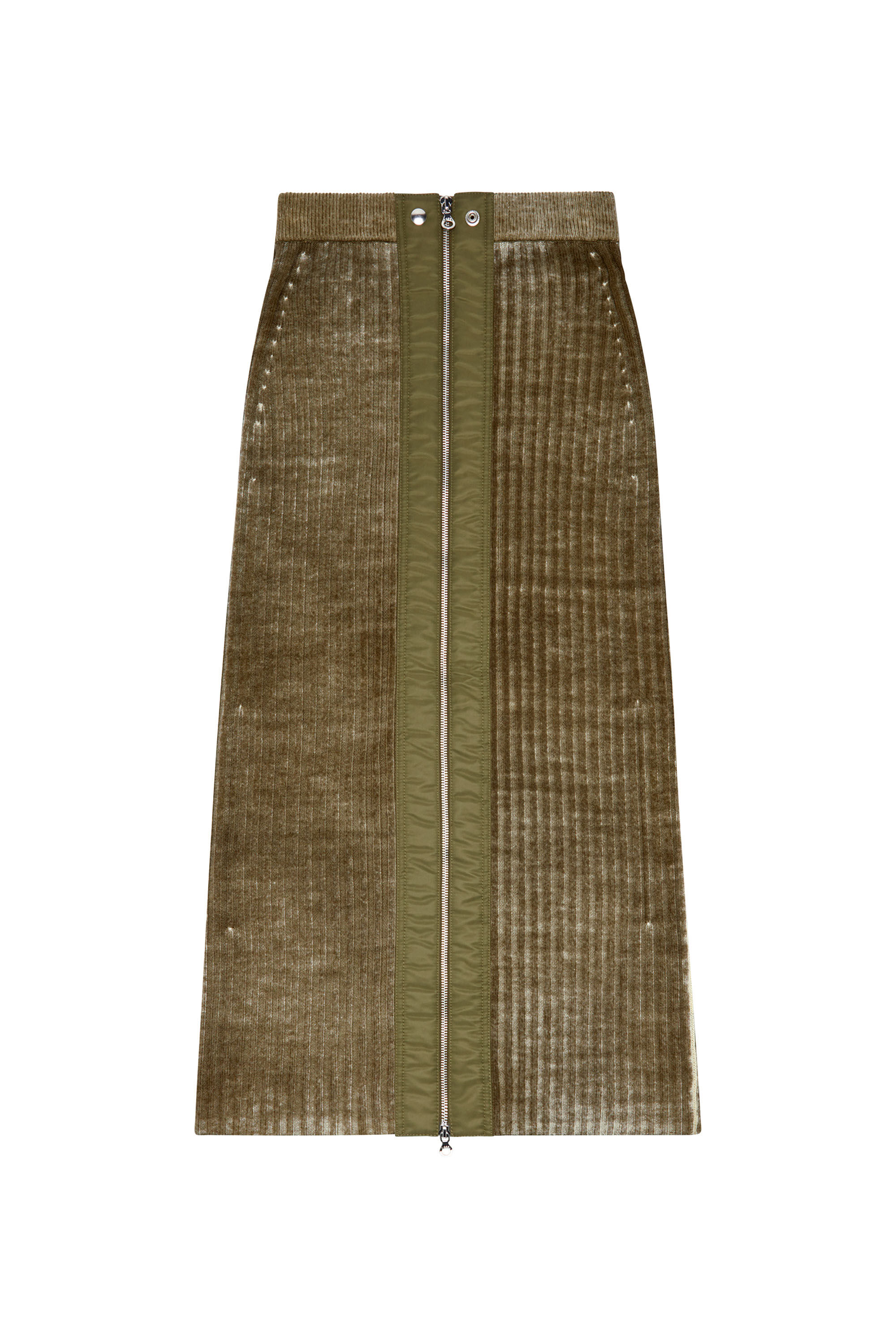 Women's Midi skirt in treated wool knit | Green | Diesel