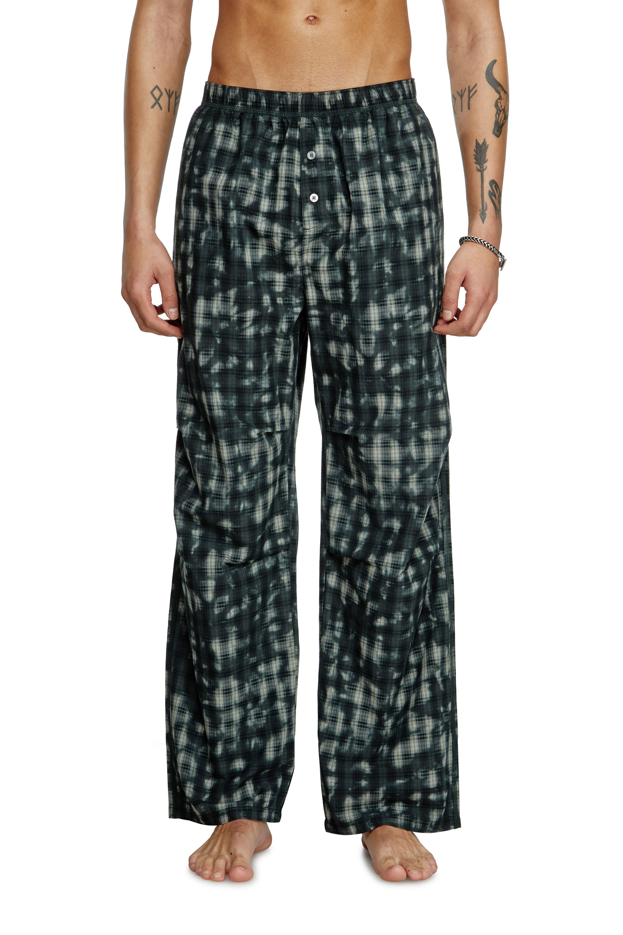 Diesel - VINCE-UTLT, Unisex's Pyjama bottoms with check print in Dark Green - 1