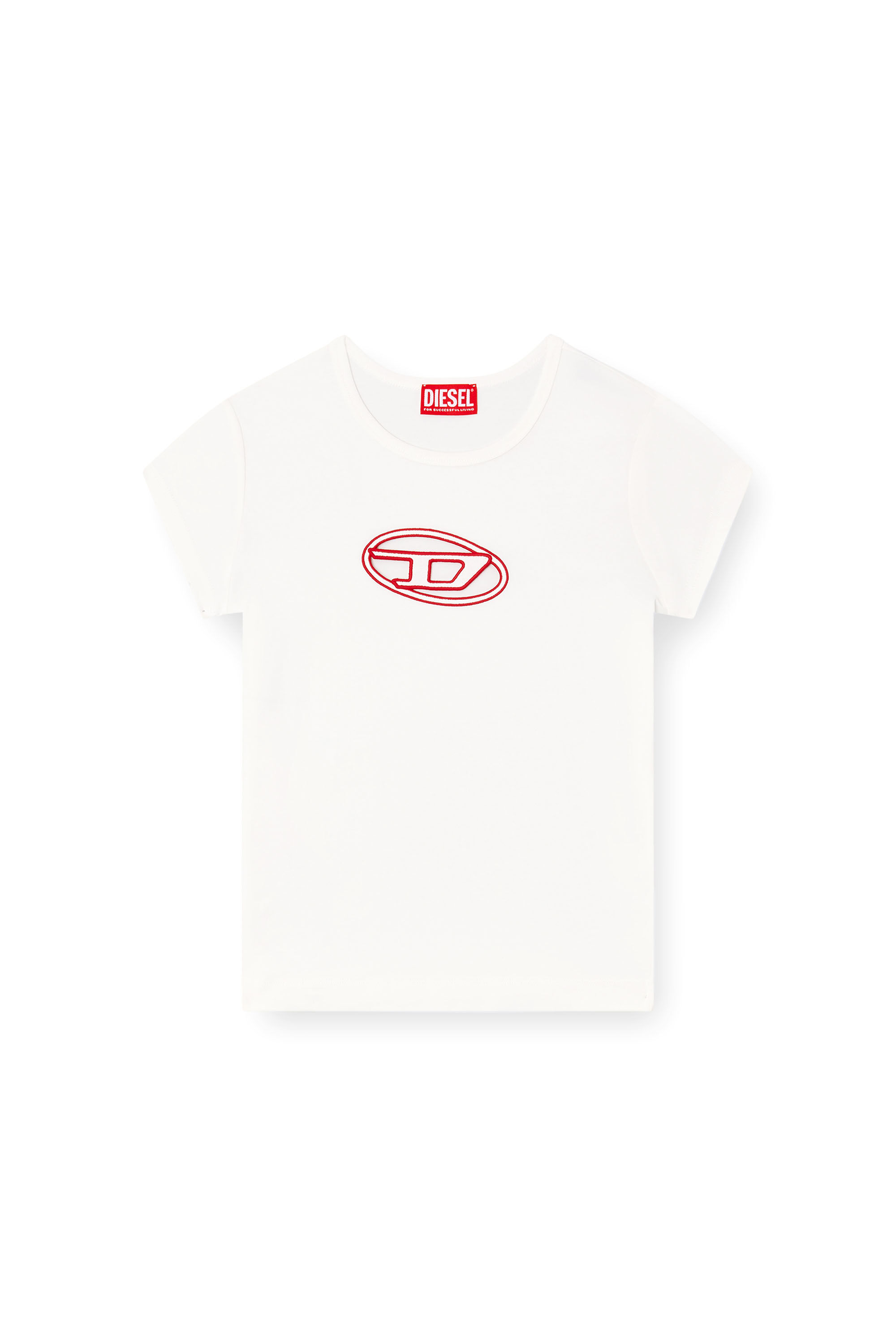 激安直営店 T-shirt Cotton Woman: T-ANGIE with Diesel | logo D cut-out トップス
