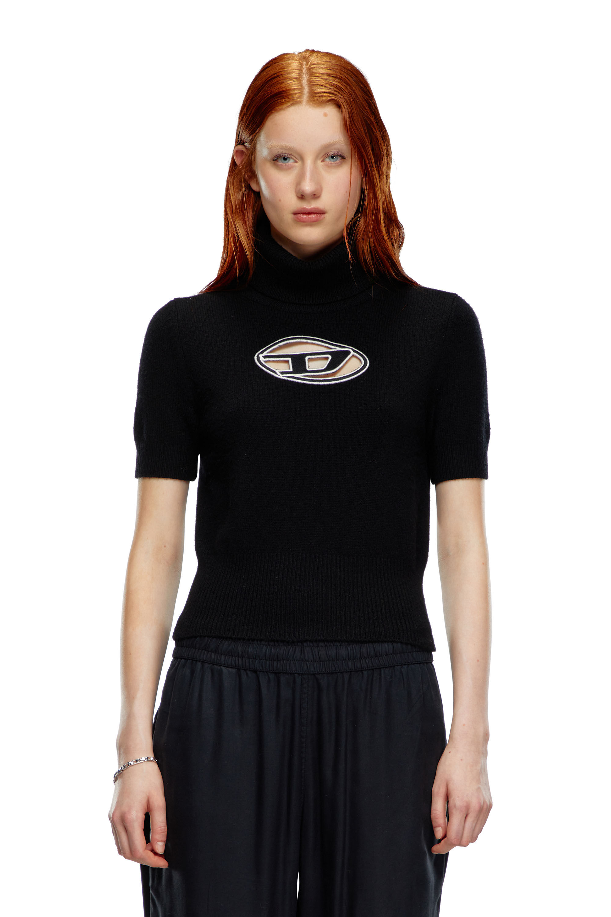 M-ARGARET Woman: Short-sleeve jumper with cut-out logo | Diesel
