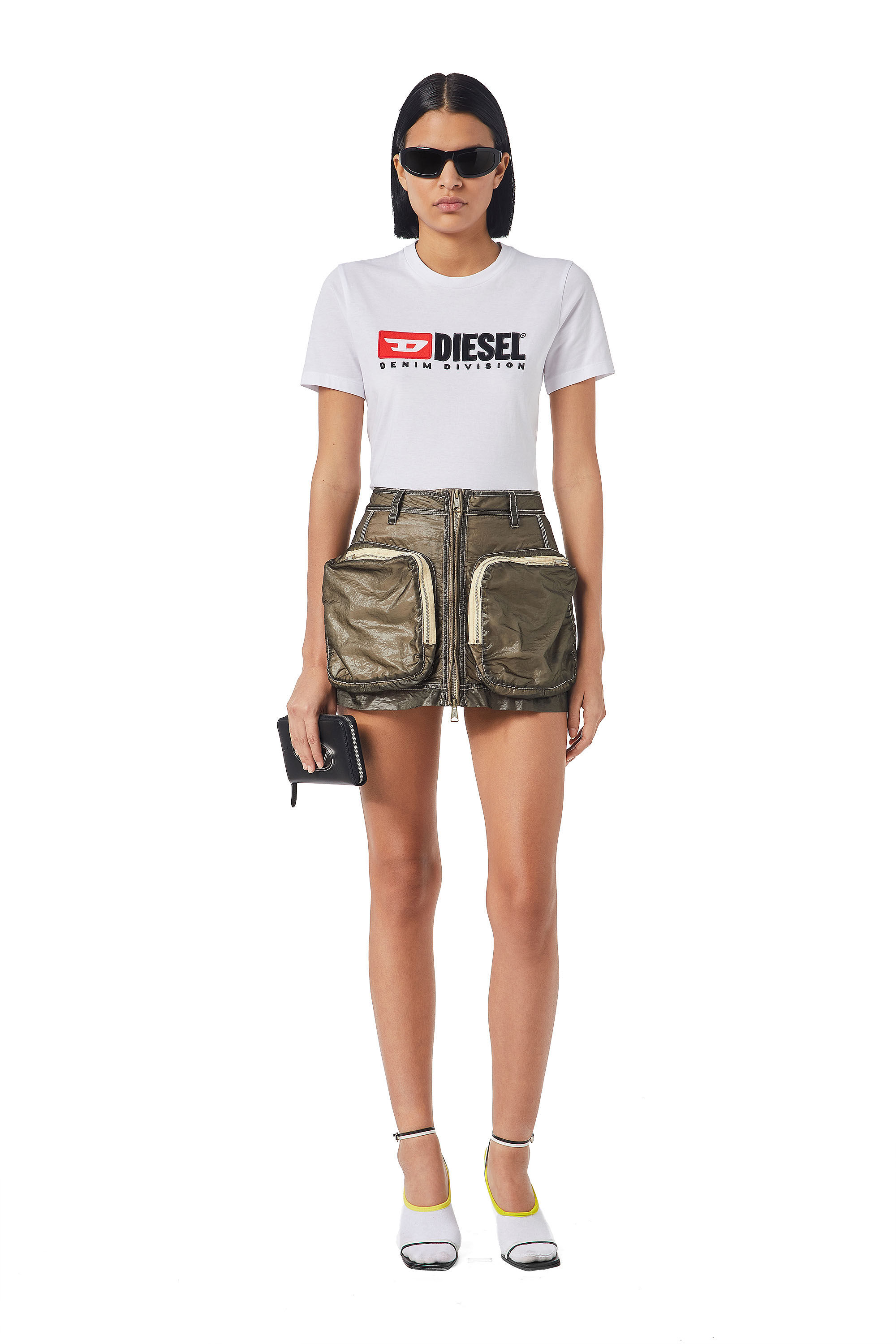 Diesel - T-REG-DIV, Woman's T-shirt with fleece patches in White - 1