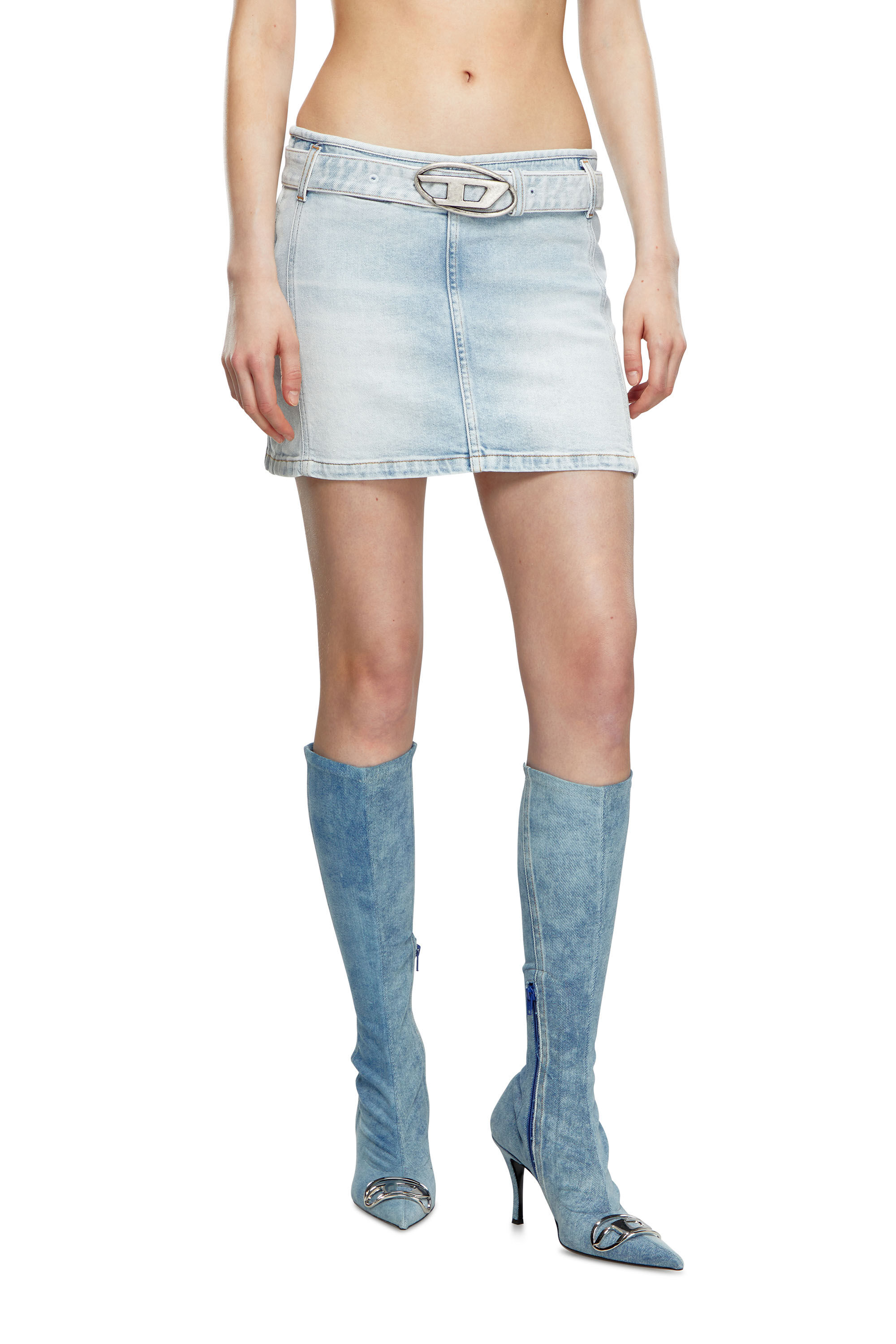 Women's Mini skirt in screen-printed jersey | Pink | Diesel