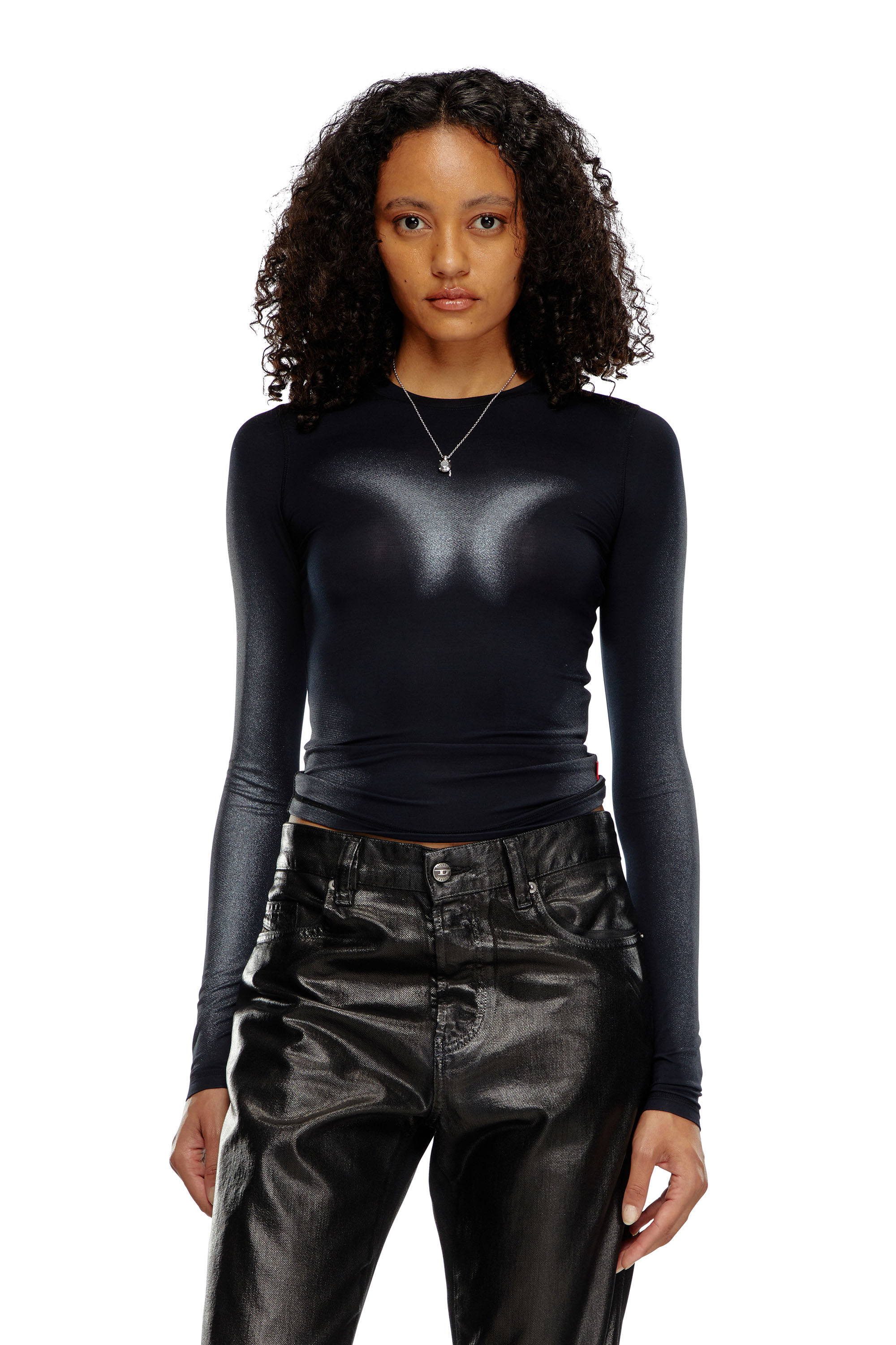 Women's Long-sleeve T-shirt with metallic effects | Black | Diesel